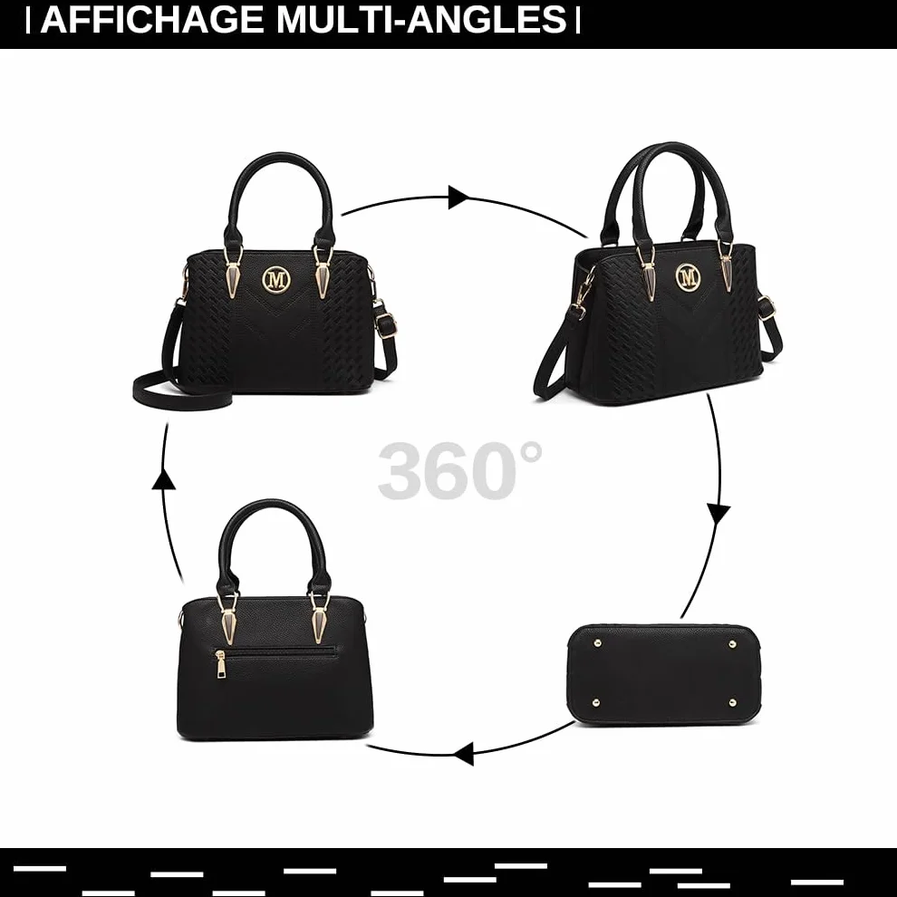 Miss Lulu Sac à Main Femme avec Portefeuille Sac Bandoulière en Simili Cuir Texture Litchi