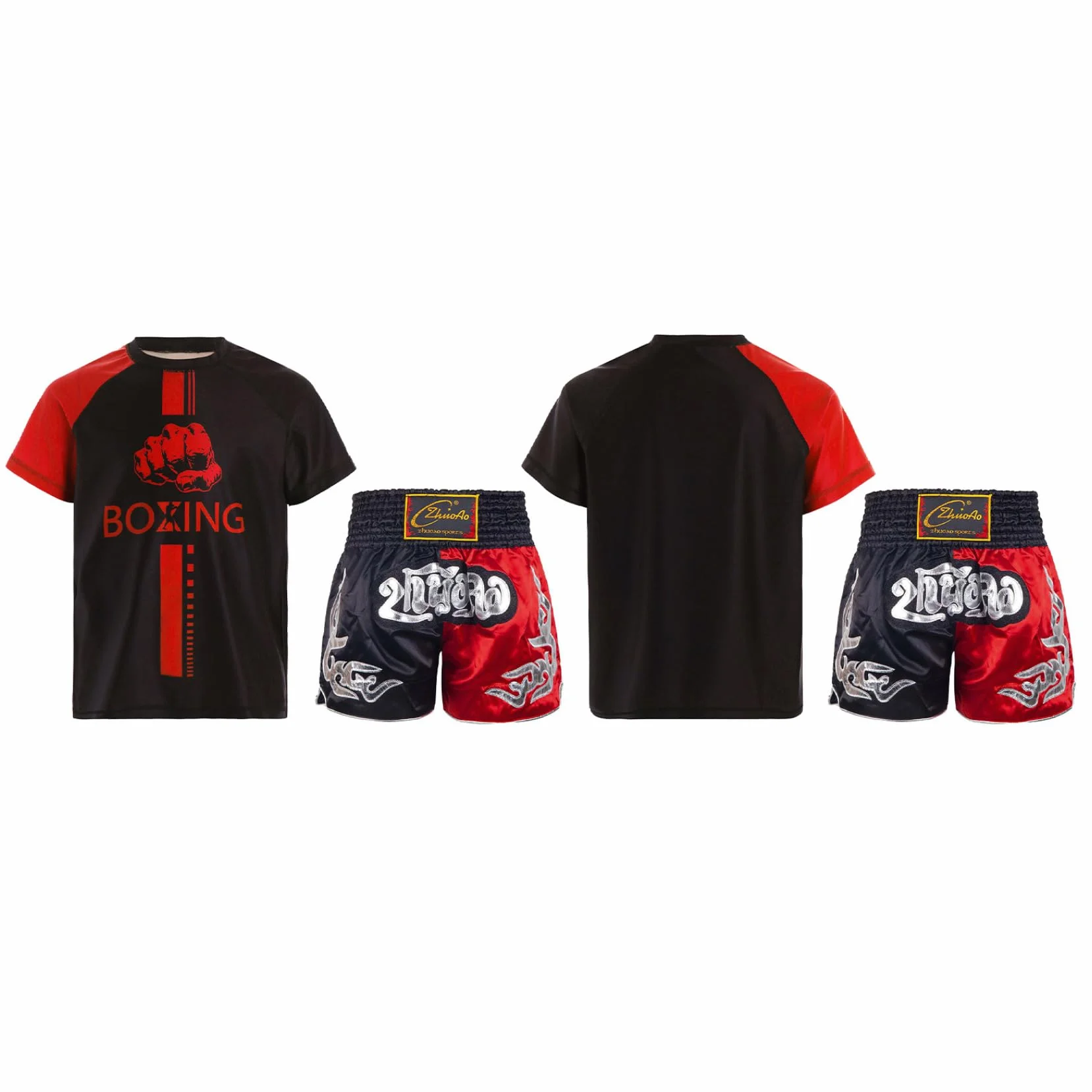 Ensemble T-Shirt et Short de Boxe Garçon Thaï MMA Combat Entraînement Fitness Enfant 5-16 Ans