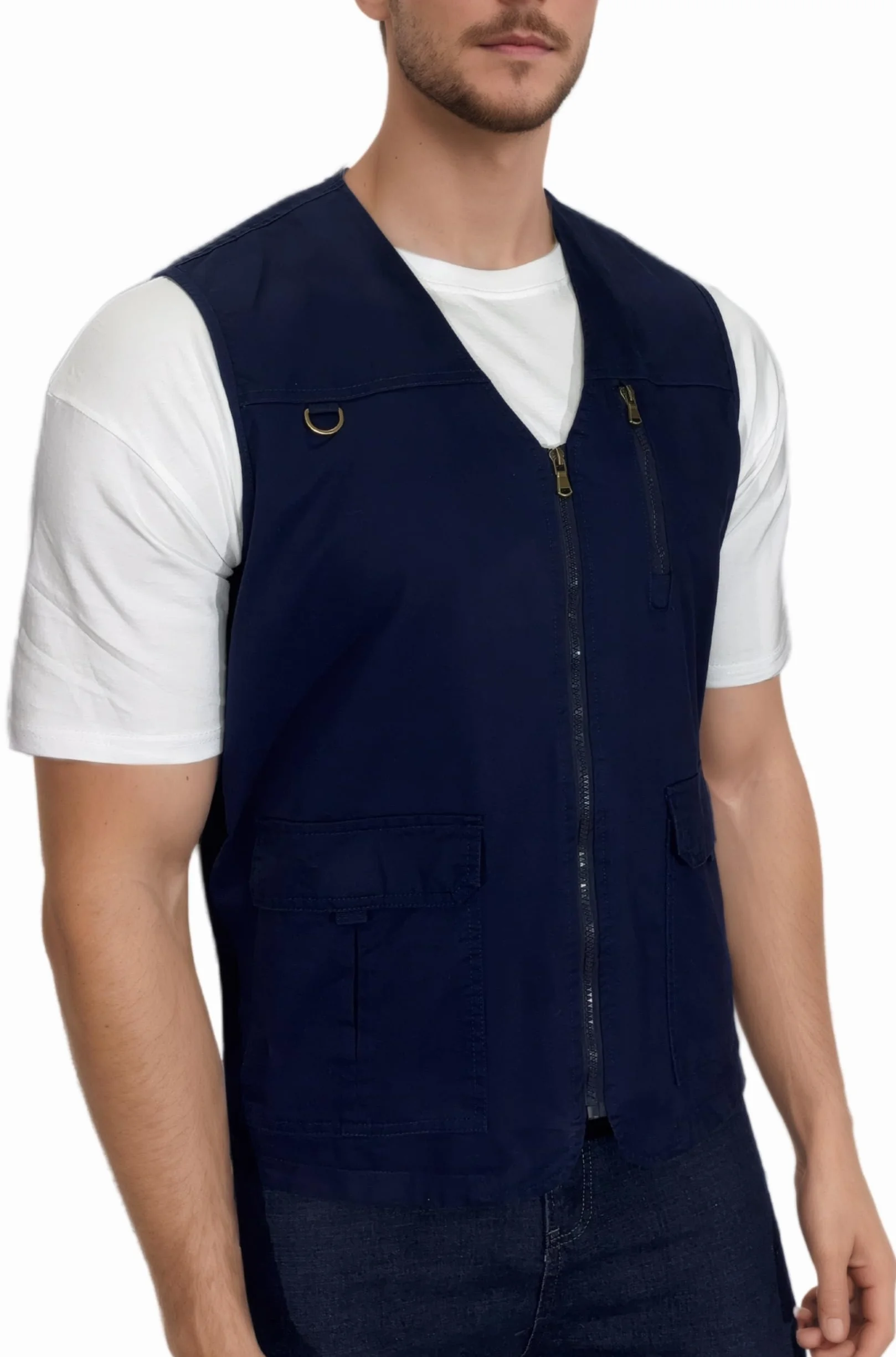 Gilet de Pêche Homme Plein air Sport Sans Manche Veste Léger Respirant Multi-Poche