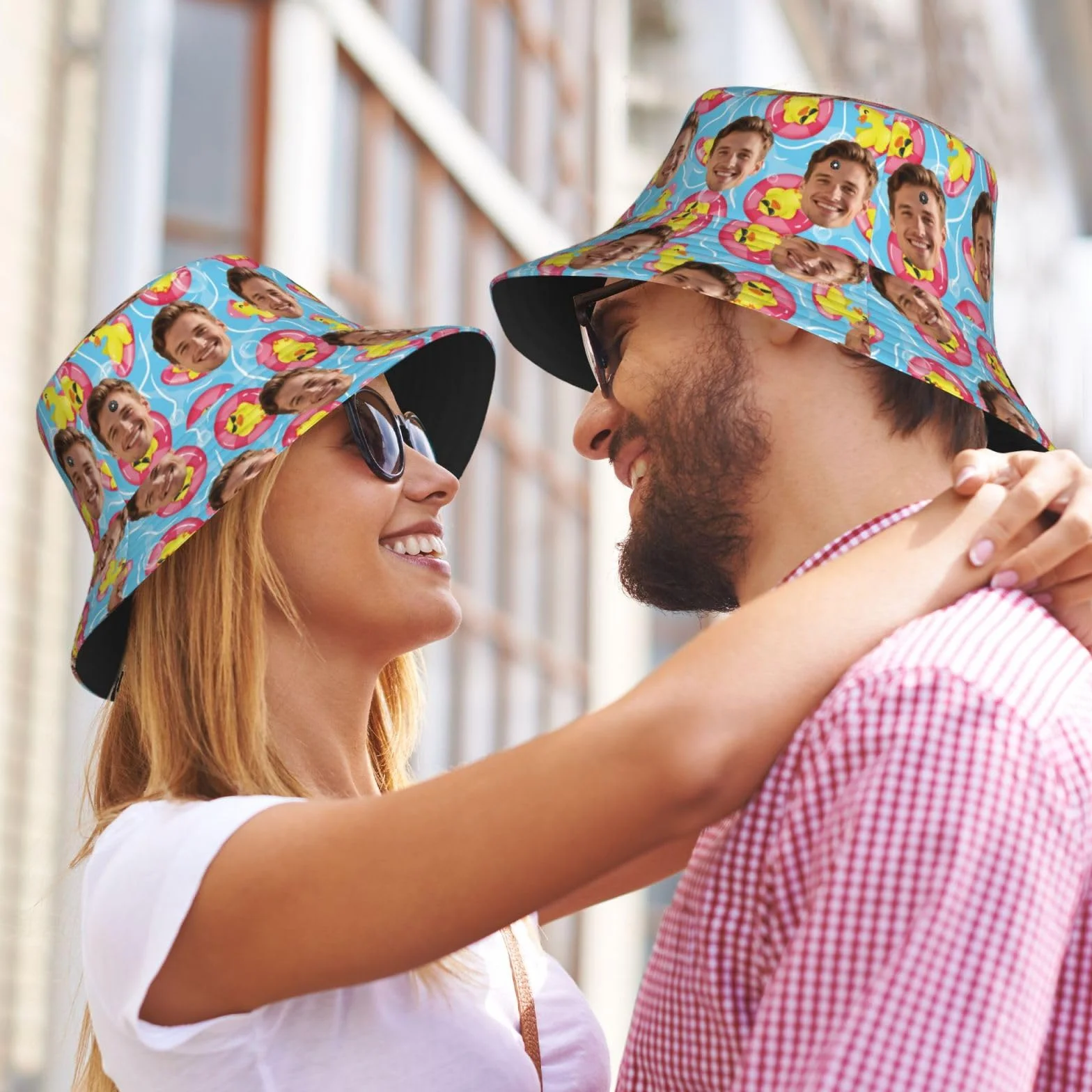Chapeau Bob Personnalisé Visage Photo pour Femme Été Plage Voyage