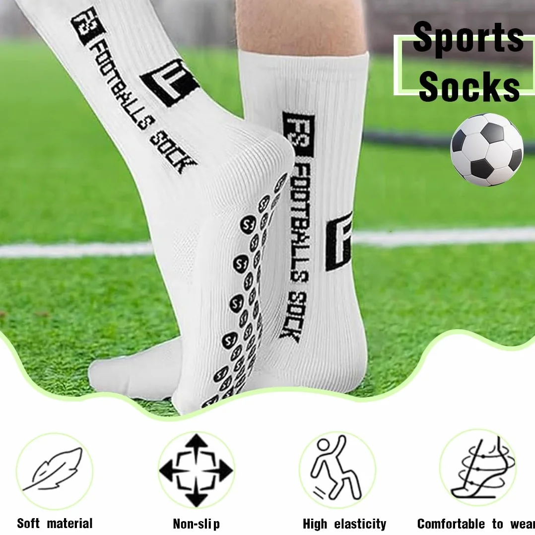 Chaussettes Antidérapantes Homme Femme EU 39-46 Sport Football Basket Rugby Yoga Trekking Blanc