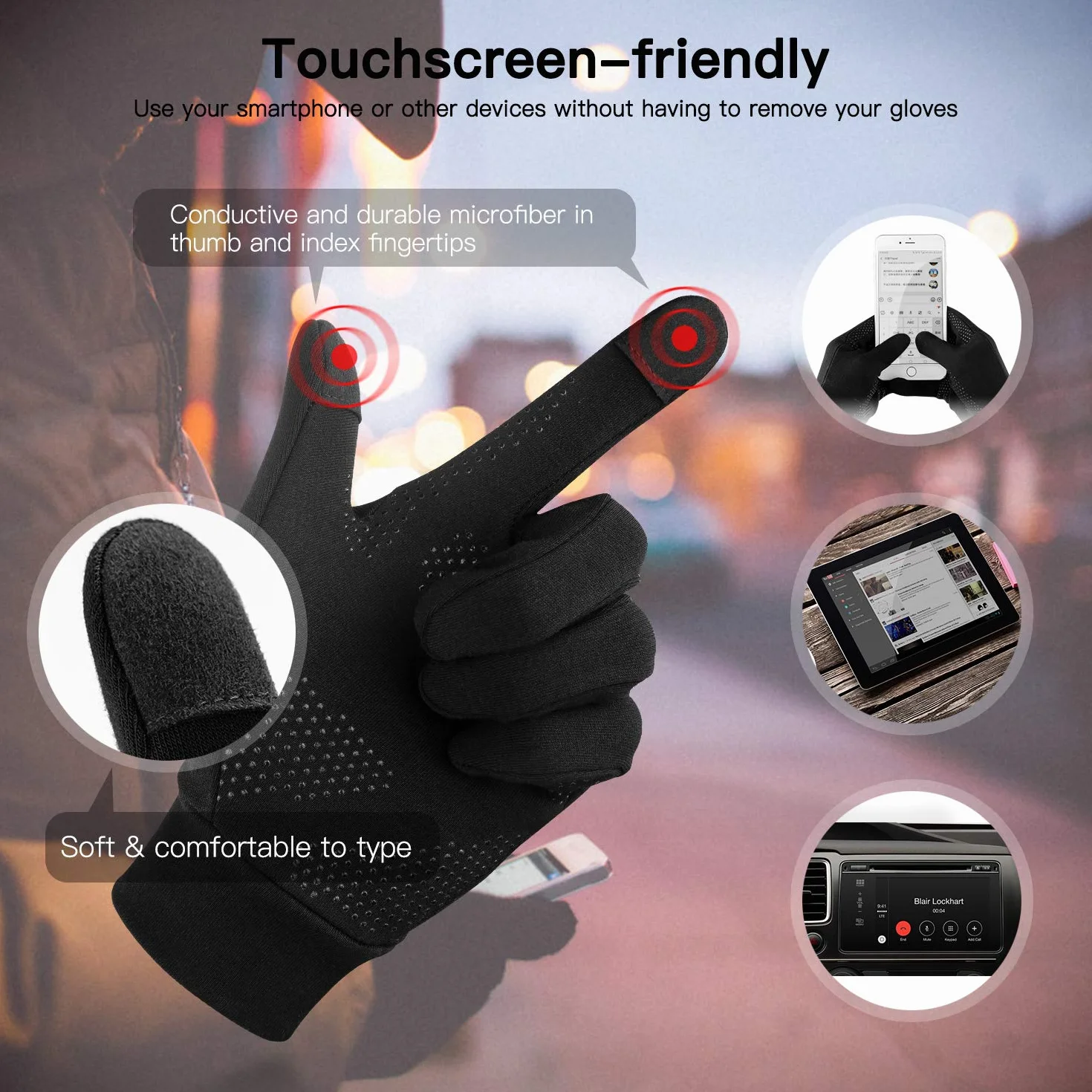 Unigear Gants Doublure Chauffants à Écran Tactile Coupe-Vent Respirant Antidérapant Cyclisme Vélo Sport Hiver