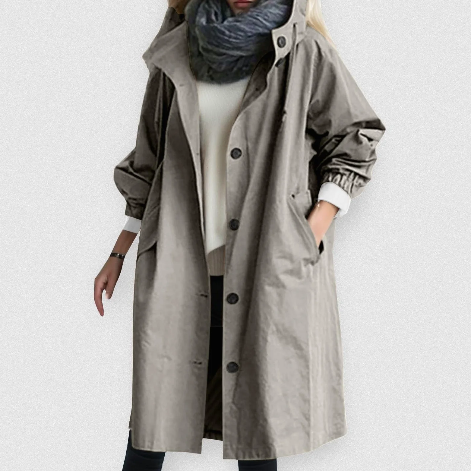 Generisch Manteau pour femme, trench, long manteau avec capuche, parka, manteau de transition, manteau d'été, veste coupe-vent, veste d'extérieur léger, trench coat, manteaux décontractés, coupe-vent