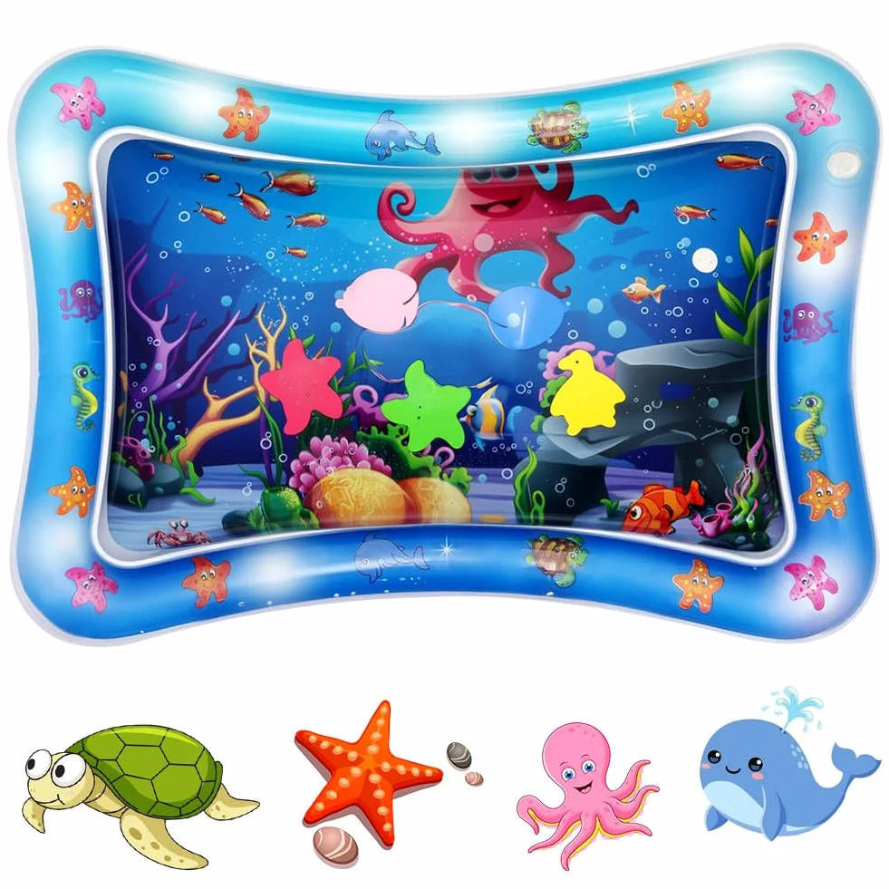Aolso Gonflable Tummy Time Tapis d'eau Tapis de Jeu Sensoriel Nourrissons Tout-petits 3 6 9 mois