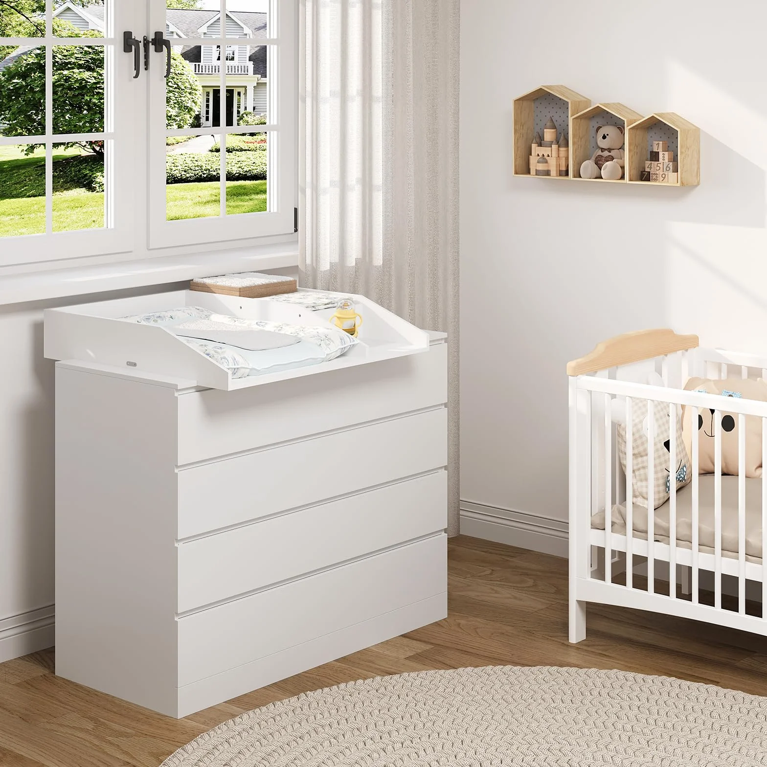 WOLTU Plan à langer amovible MDF 80x74,5x13,5 cm Blanc