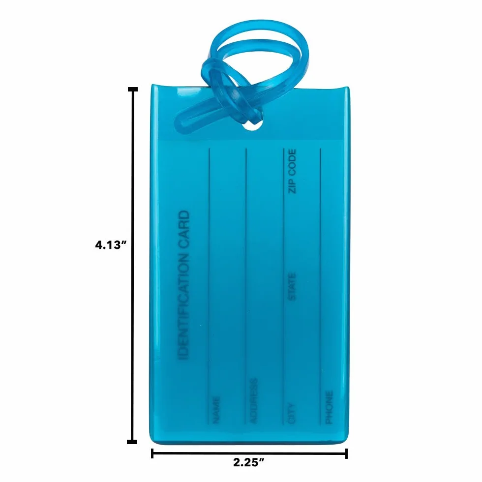 Étiquettes de Bagages Lot de 4 Flexibles Couleurs Vives Bleues pour Valises Sacs à Dos Voyage