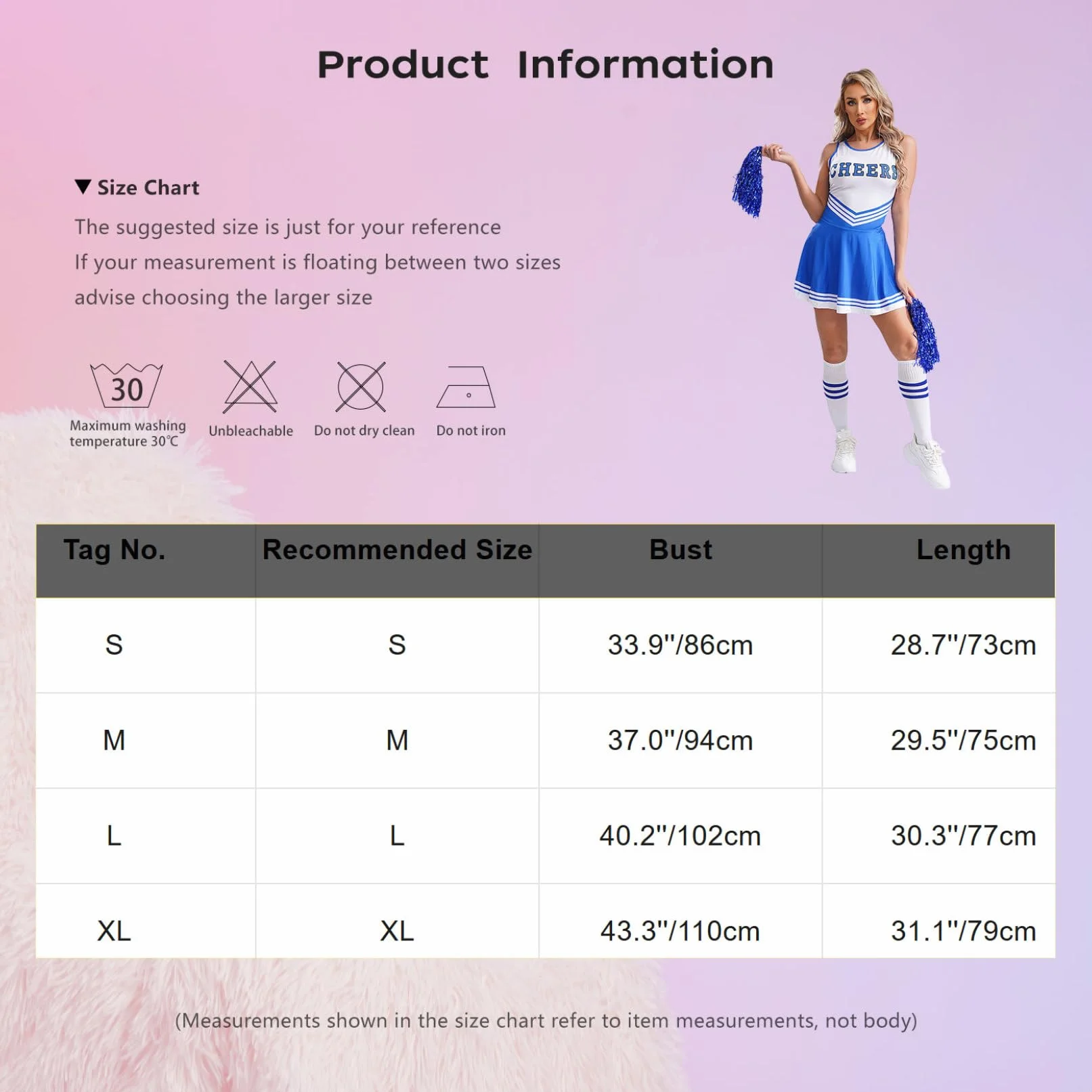 Déguisement Pompom Girl Femme Costume Cheerleading sans Manches Uniforme Pom-Pom avec Pompoms Chaussettes S-XL
