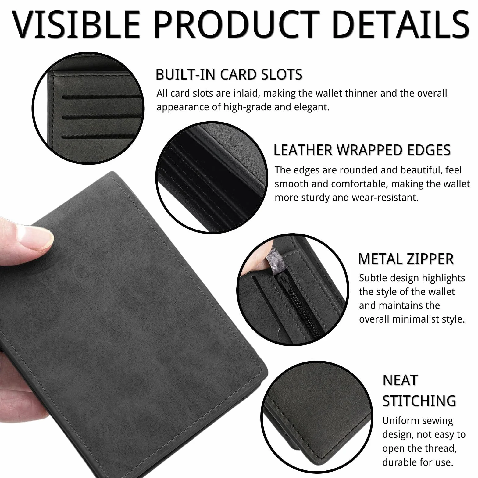 KEYRI Portefeuille Homme Cuir avec Porte-Cartes et Compartiments à Billets Noir