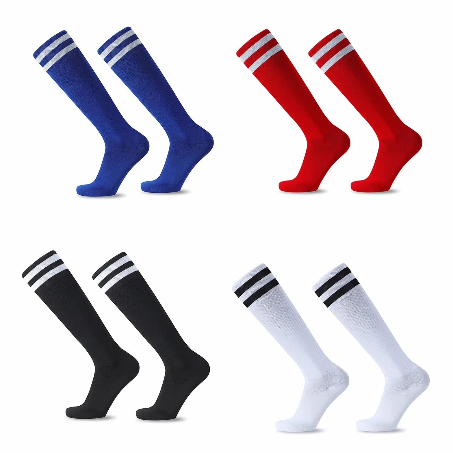 Chaussettes Foot Enfant Hautes Antidérapantes Garçons Filles Football Rugby Basket-ball 4 Paires