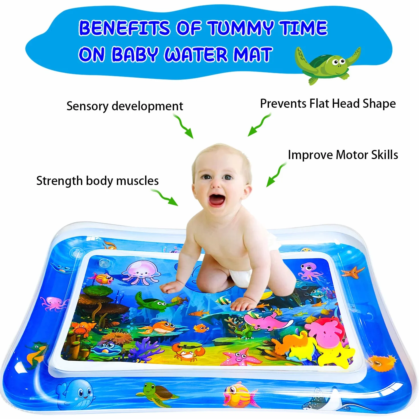 SUNSHINEMALL Tapis d'eau Bébé Sans BPA Tapis de jeu d'eau Jouets sensoriels Tummy Time 3-9 mois