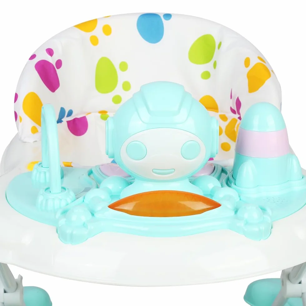 OHMG Trotteur 4 en 1 bébé avec plateau d'alimentation amovible, musique et lumières, pliable, centre d'activités avec basketball stand