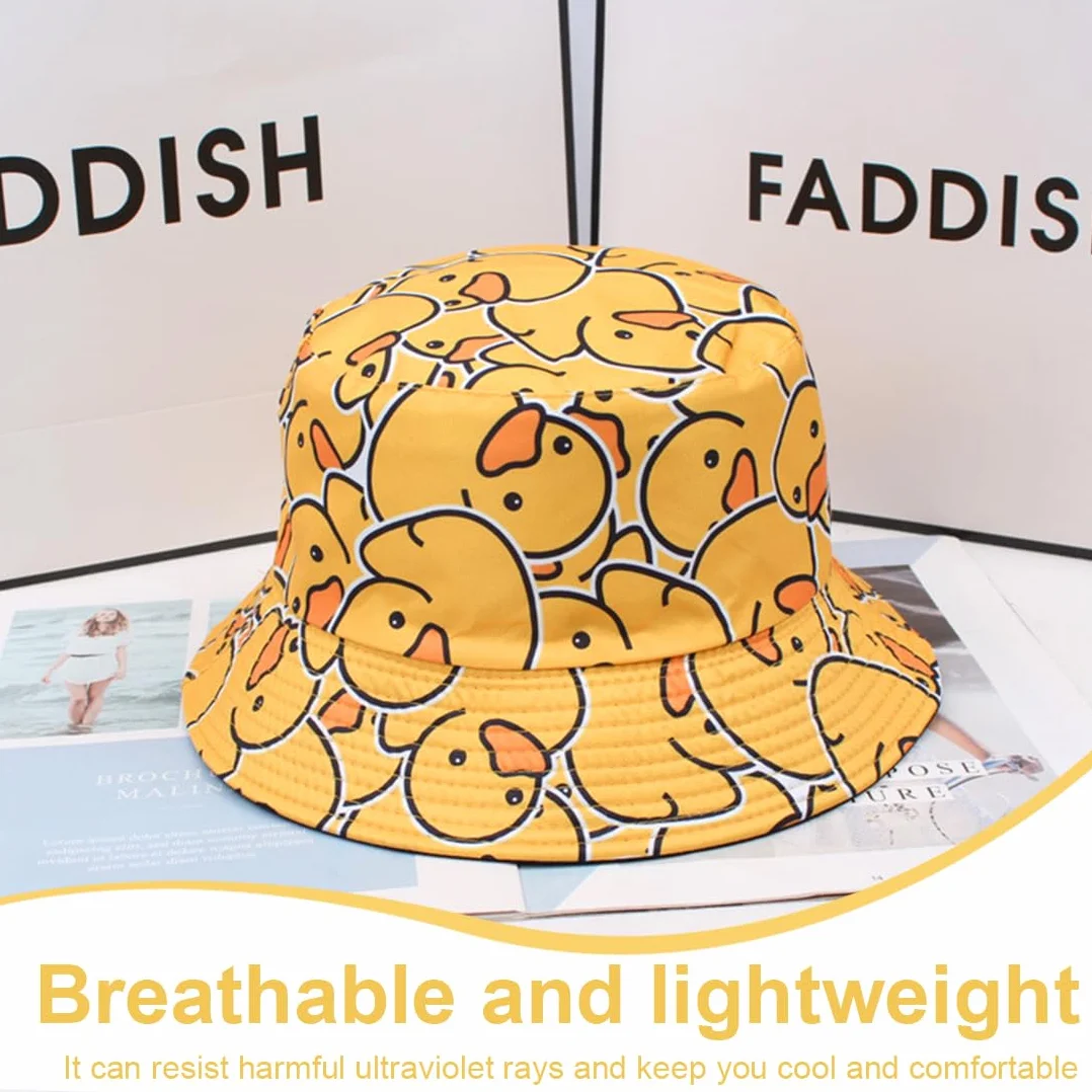 Chapeau de Seau Coton Unisexe, Chapeau de Pêche Soleil, Jaune Canard, 1 Pièce