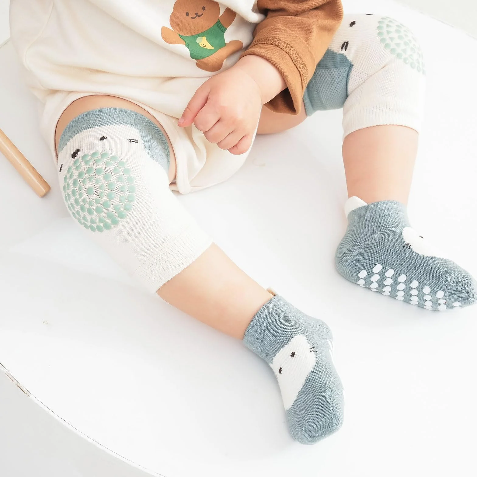 Genouillères et chaussettes pour bébé, ensemble rampant 0-12 mois, 3 paires