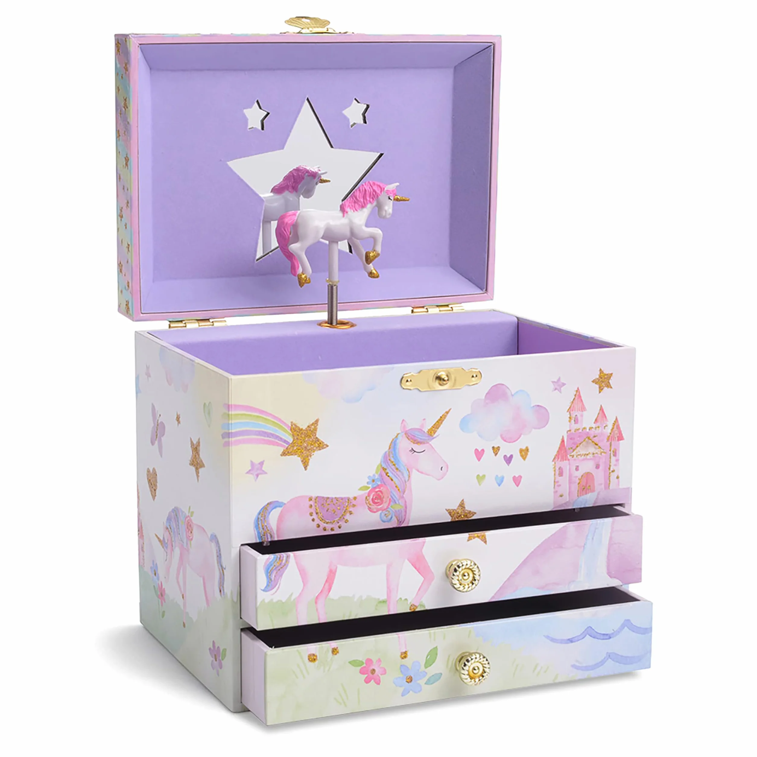 Jewelkeeper Grande Boîte à Bijoux Musicale pour Enfants avec 2 Tiroirs