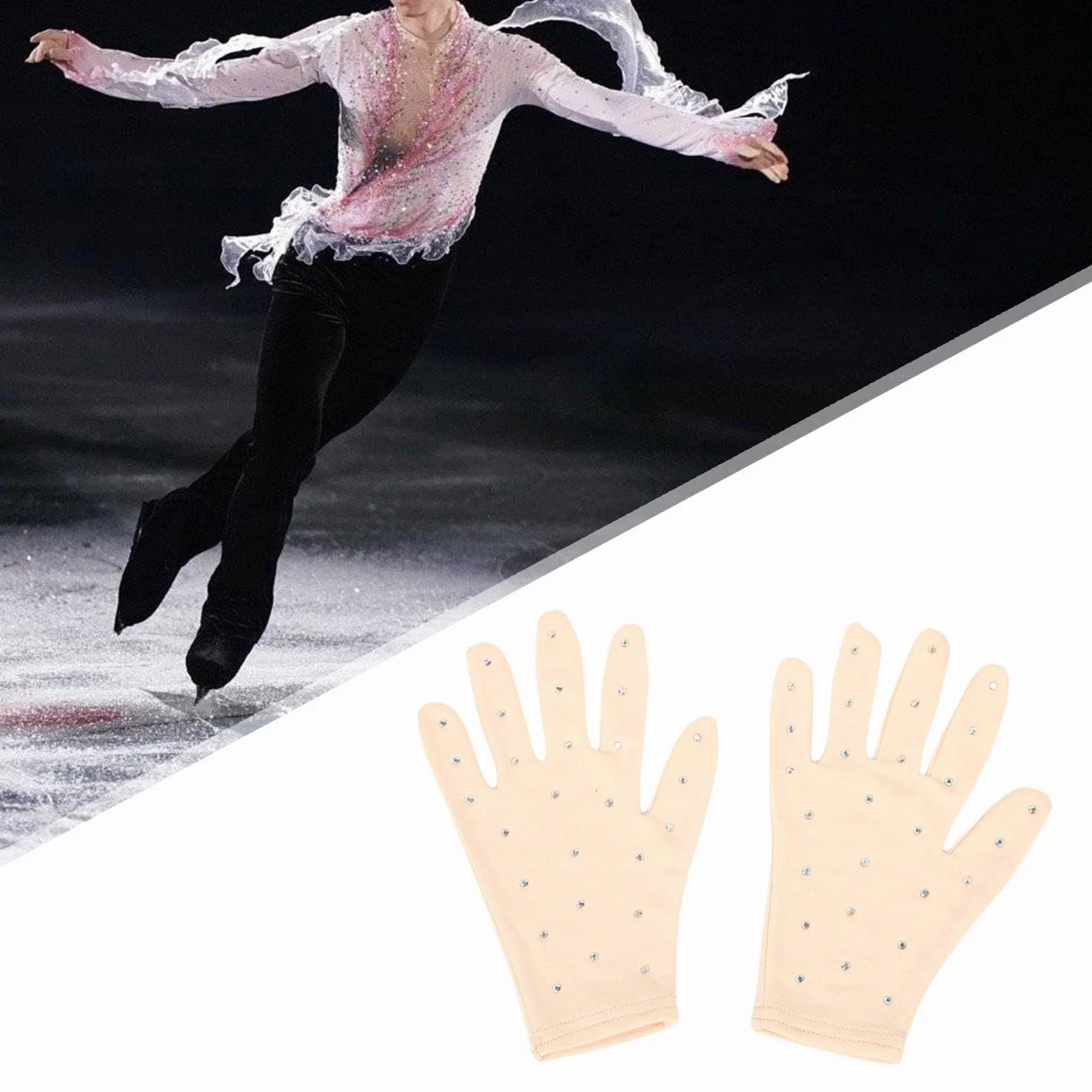Gants de Compétition de Patinage Artistique Strass Danse Spectacle Entraînement