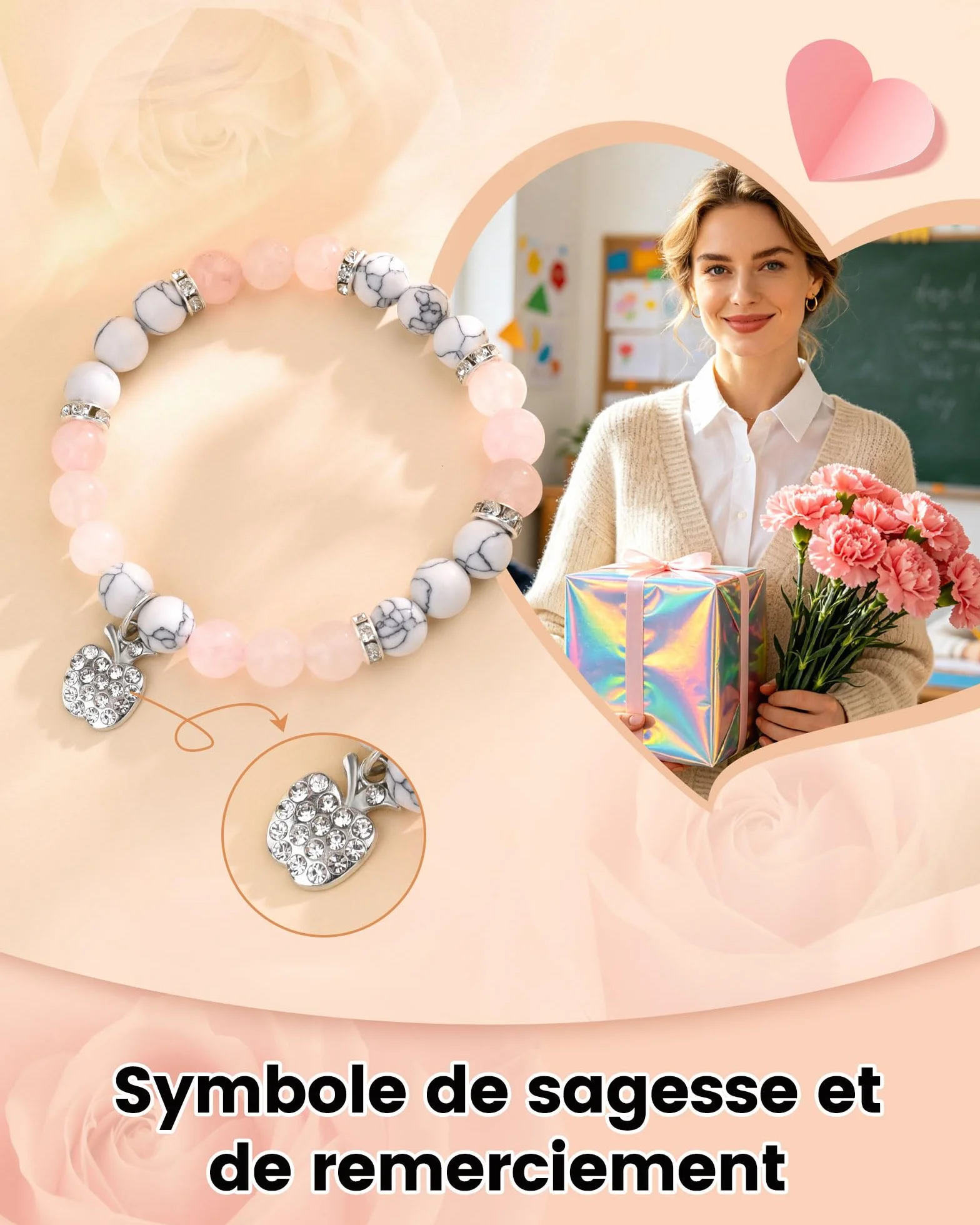 Bracelet Cadeau Maîtresse Professeur Fin d'Année École