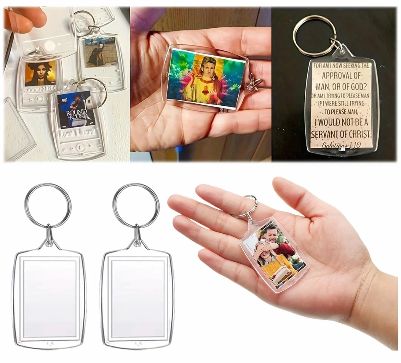 Porte-Clés Photo Personnalisé, Porte-Clé Acrylique Transparent, DIY Keychain pour Clés