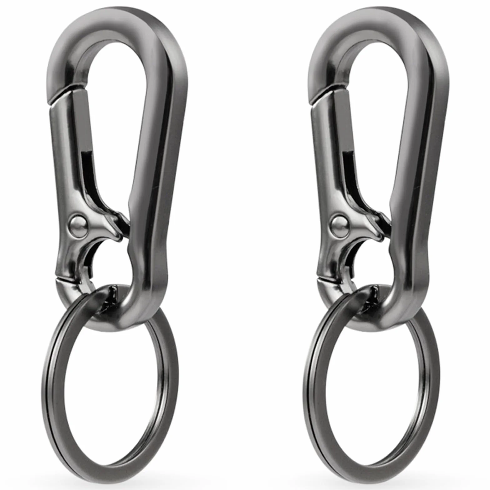 Mousqueton Porte-Clé Anti-Rouille 2 Pièces Gris-Noir