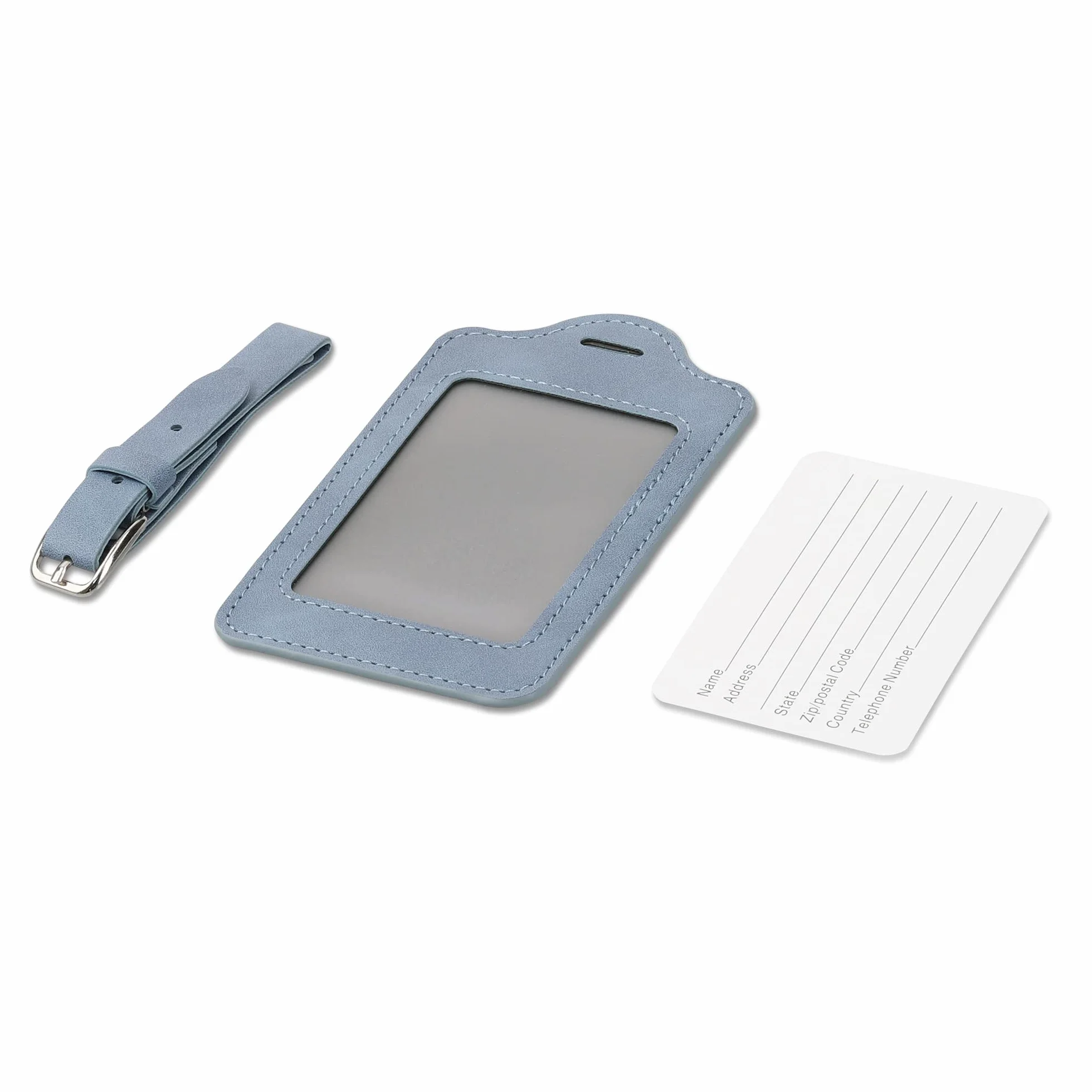 Kwmobile 2X Étiquette Bagage pour Valise Lot 2X Tag Porte-étiquette Bleu-Gris