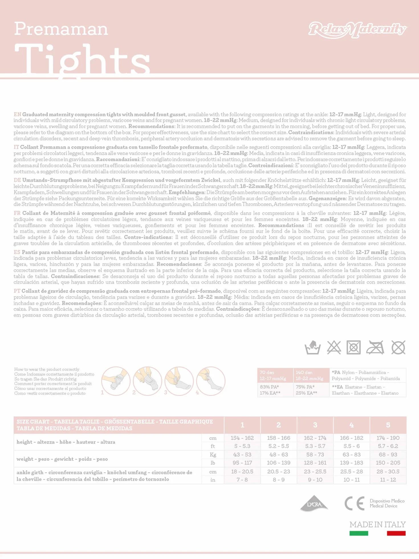 Collant maternité compression graduée 18-22 mmHg 140 den RelaxMaternity 891