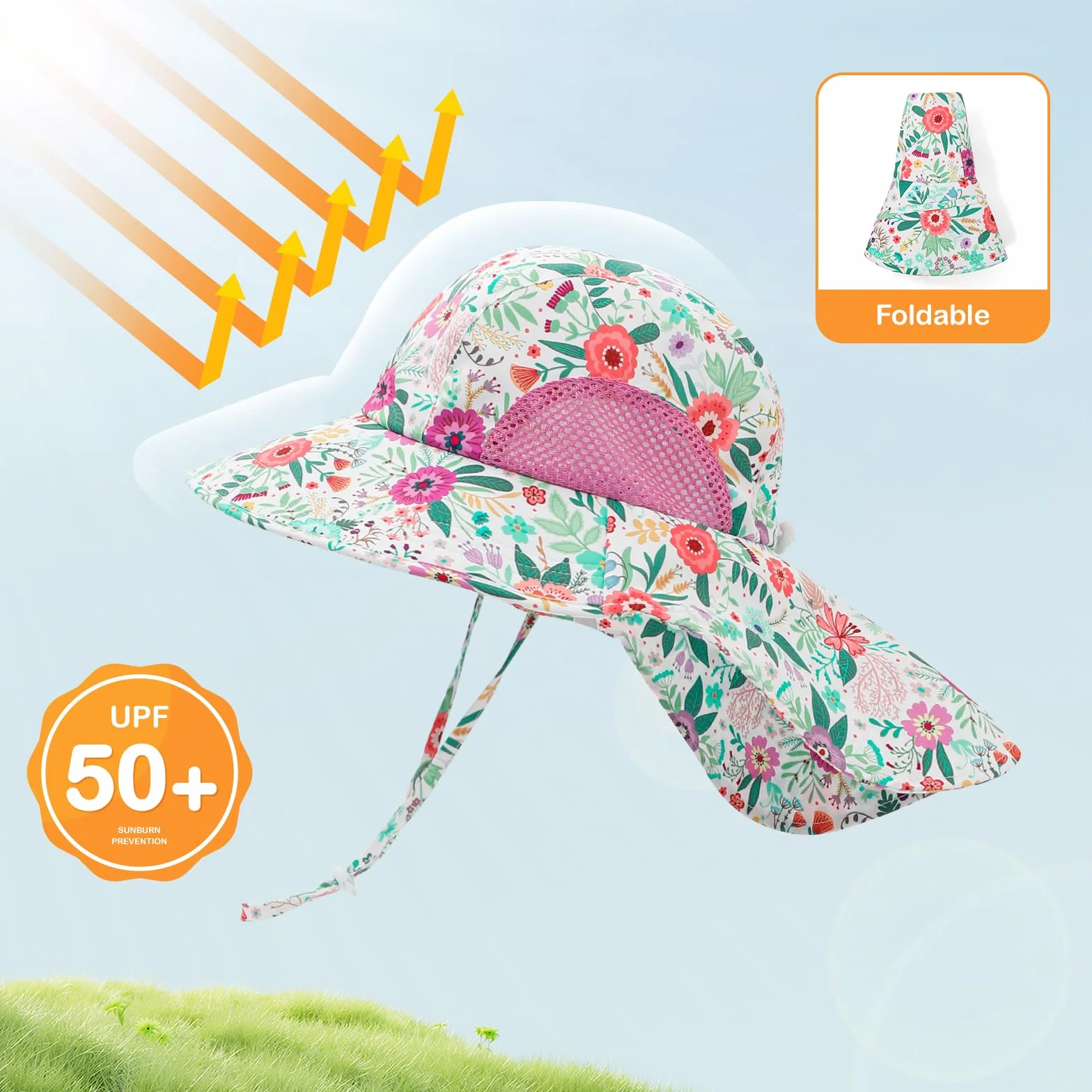 MASOCIO Chapeau Anti UV Bébé Enfant Bob Soleil Garçon Fille Casquette de Plage Réglable