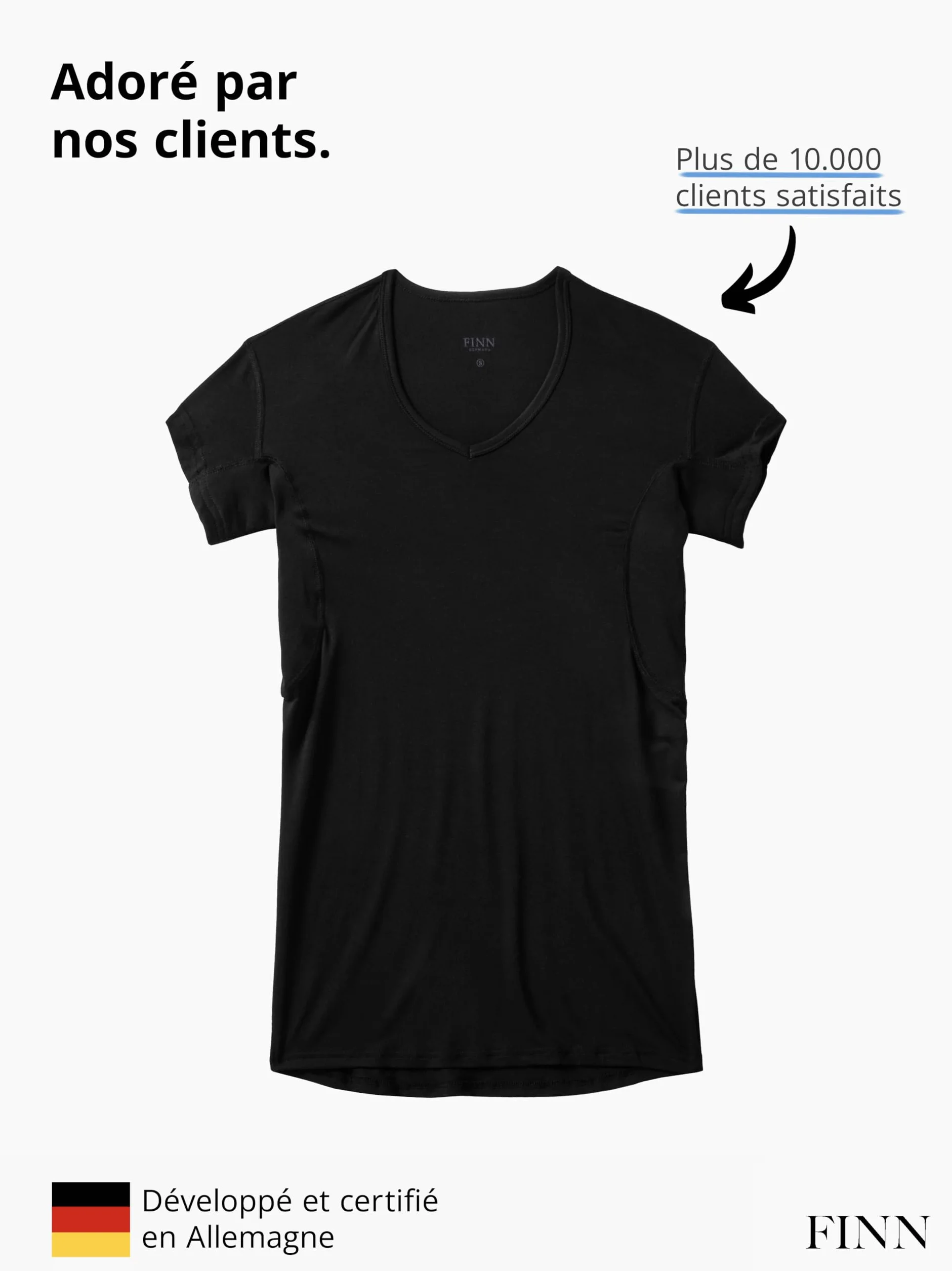 FINN Maillot de Corps Anti-Transpiration Hommes Manches Courtes