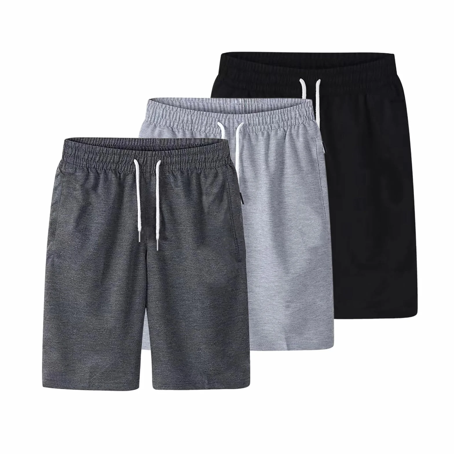 Short Cargo Homme Taille Élastique Cordon De Serrage Bermuda De Travail Lot De 3