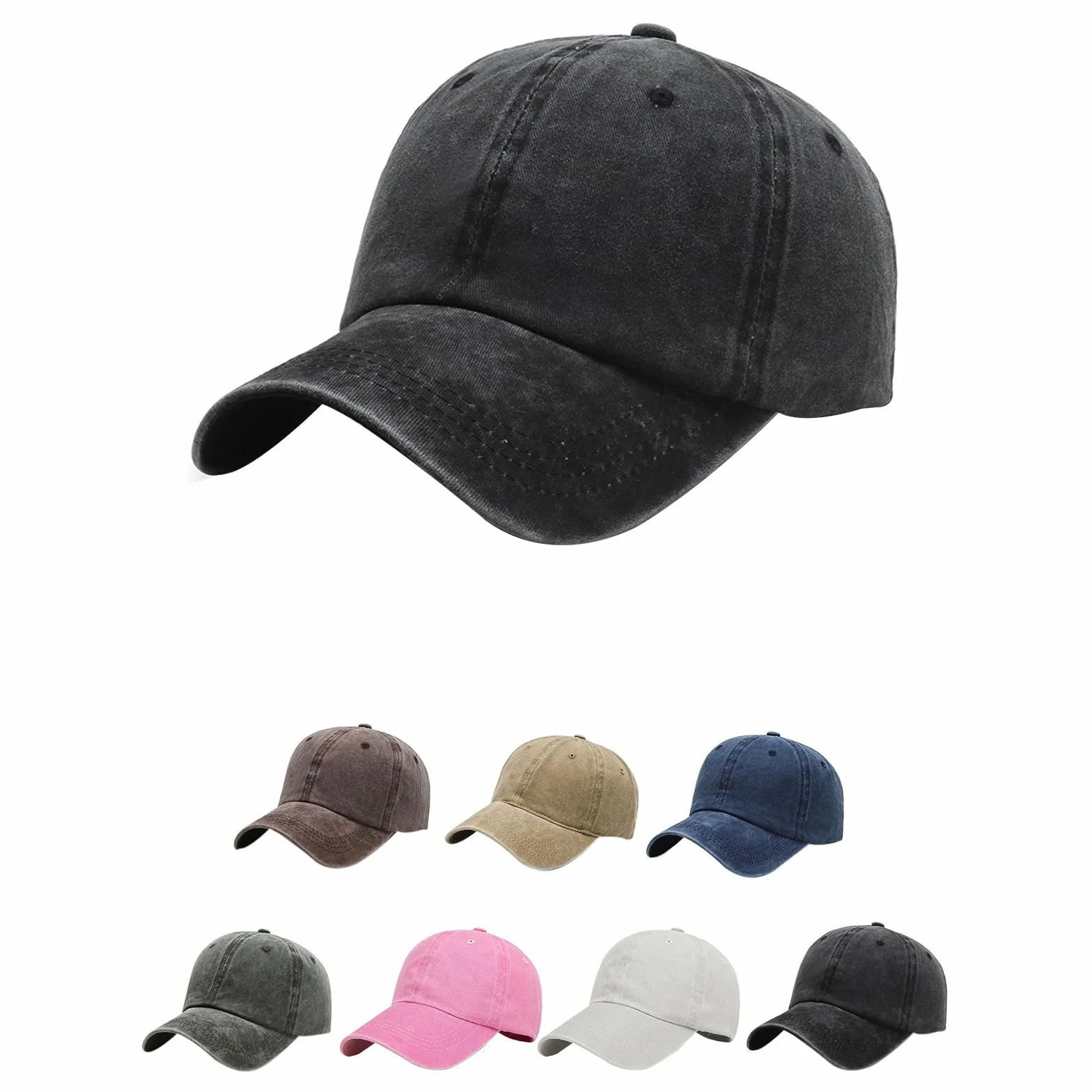Casquette de Baseball Rétro Anti-Soleil Réglable Noir