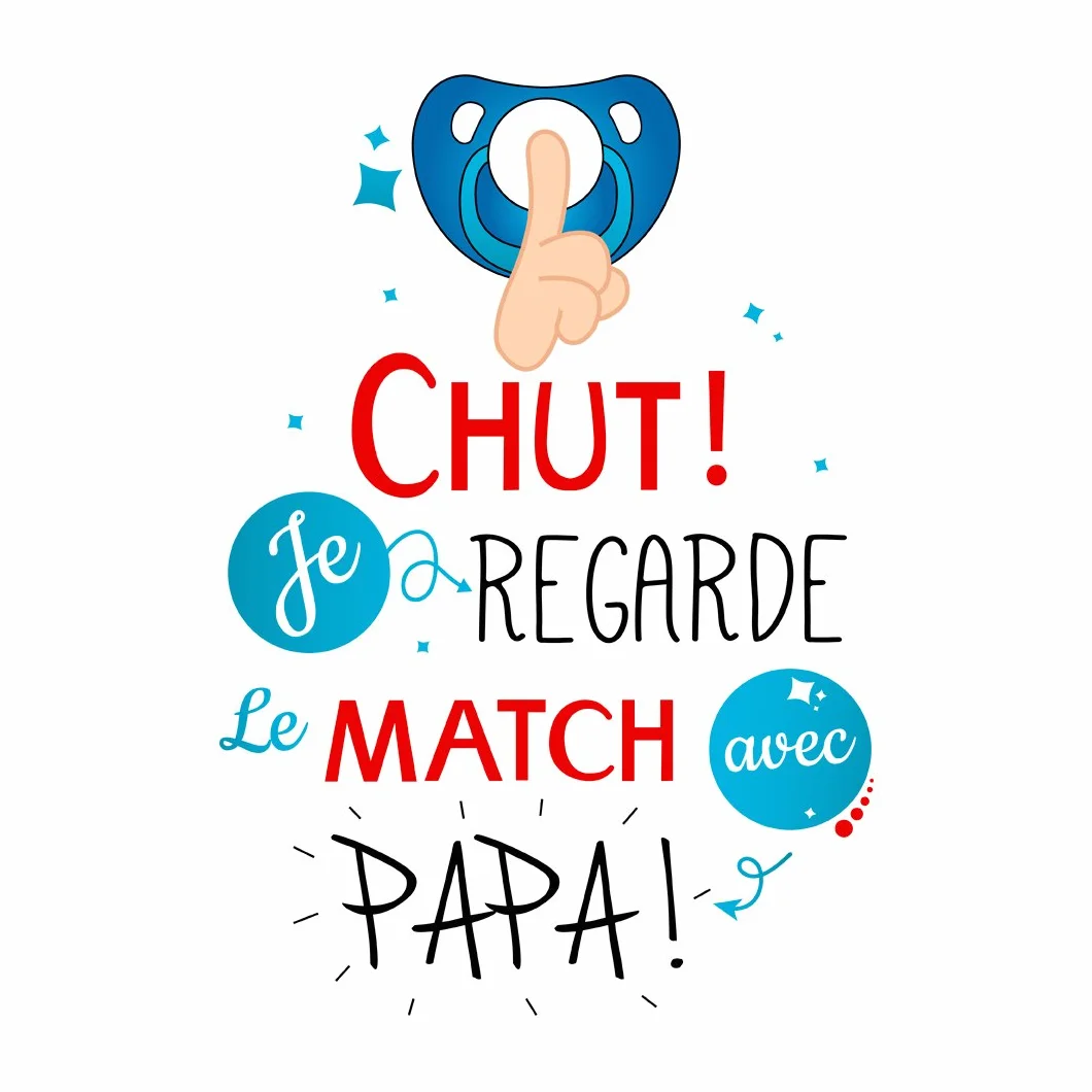 Body Bébé Manches Courtes Coton Blanc Baby Geek Chut Je Regarde Le Match avec Papa V2