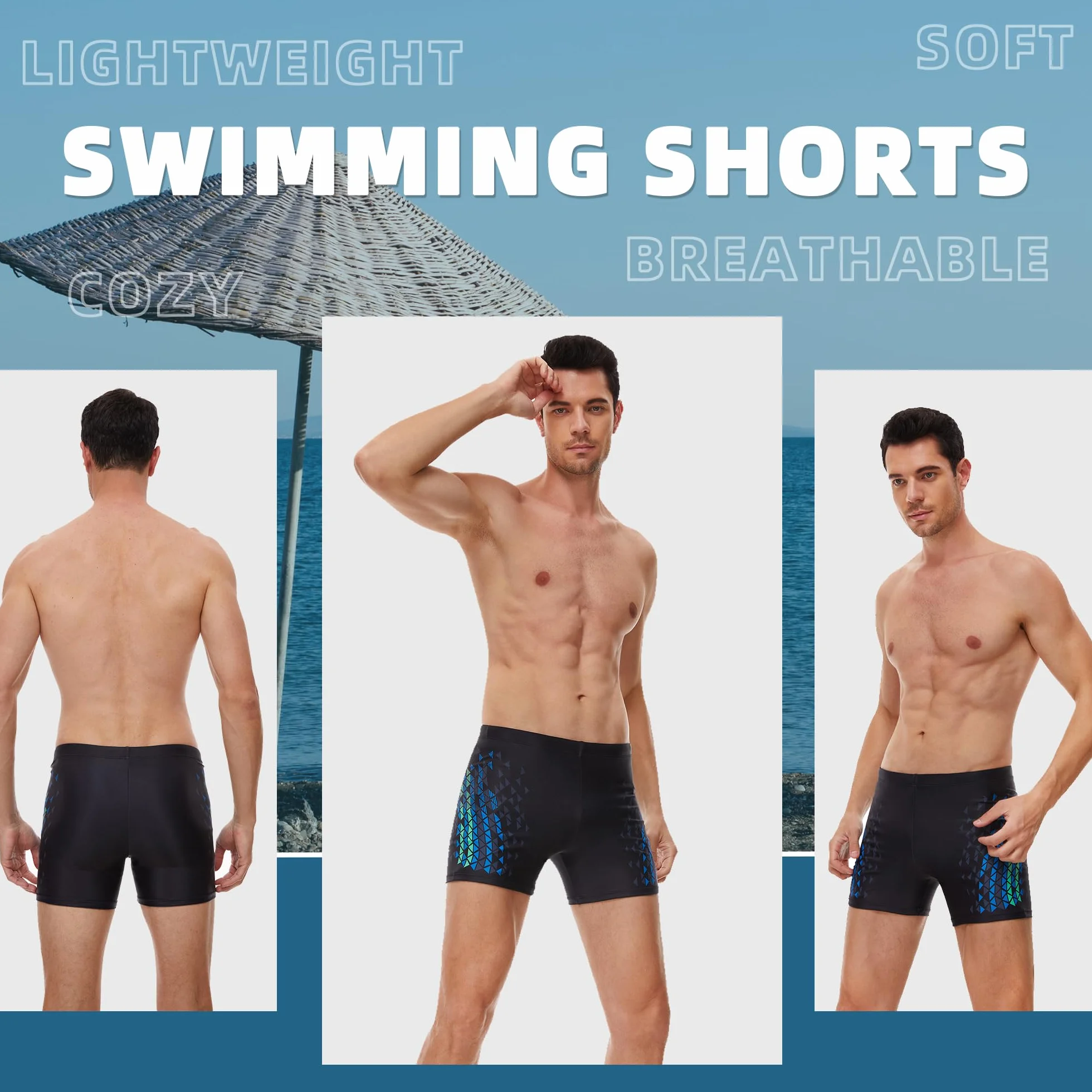 AMZSPORT Maillot de Bain Homme Short Séchage Rapide Boxer Plage Cordon Serrage
