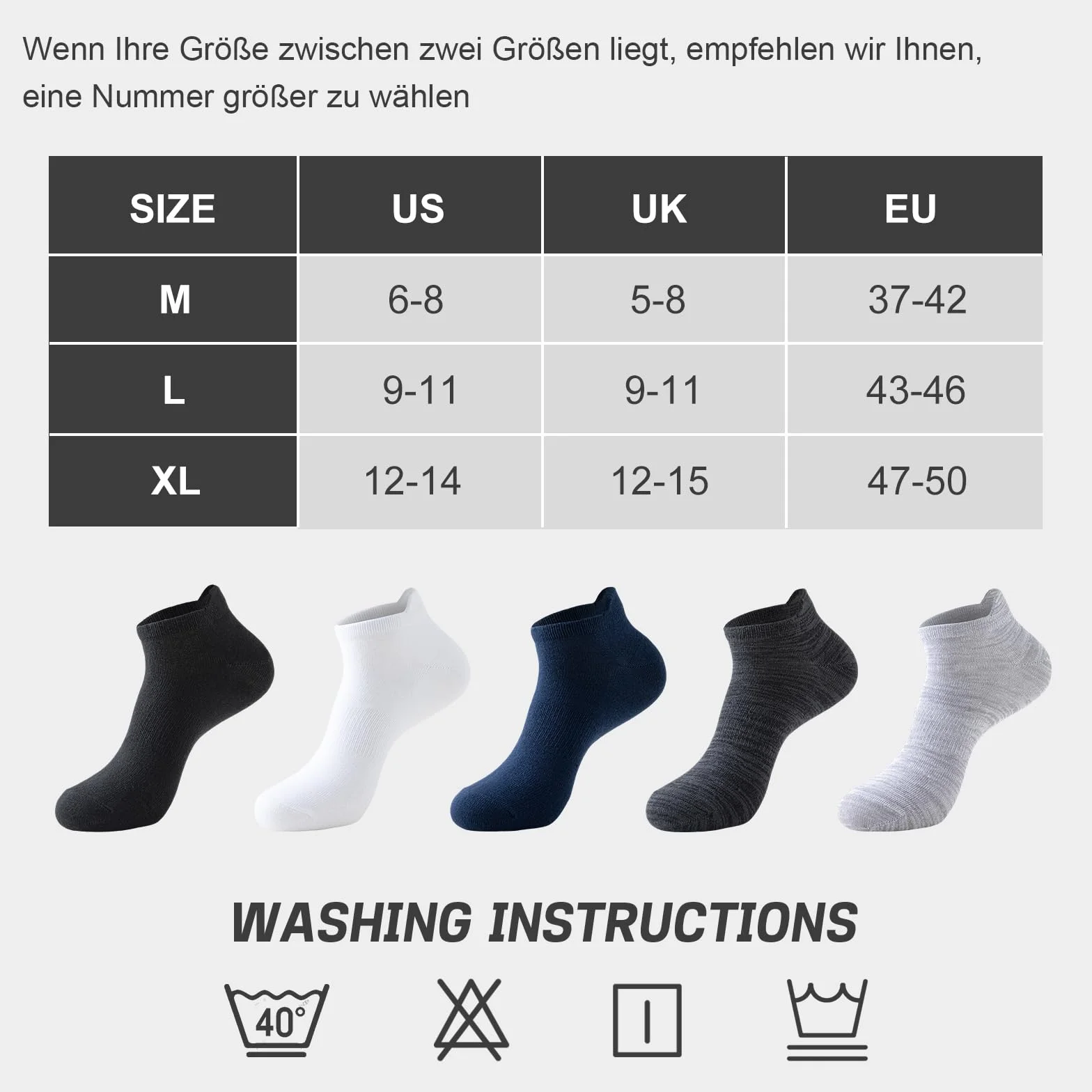 Niorasen Chaussettes de Sport Bambou Anti-Odeur 43-46 37-42 6 Paires