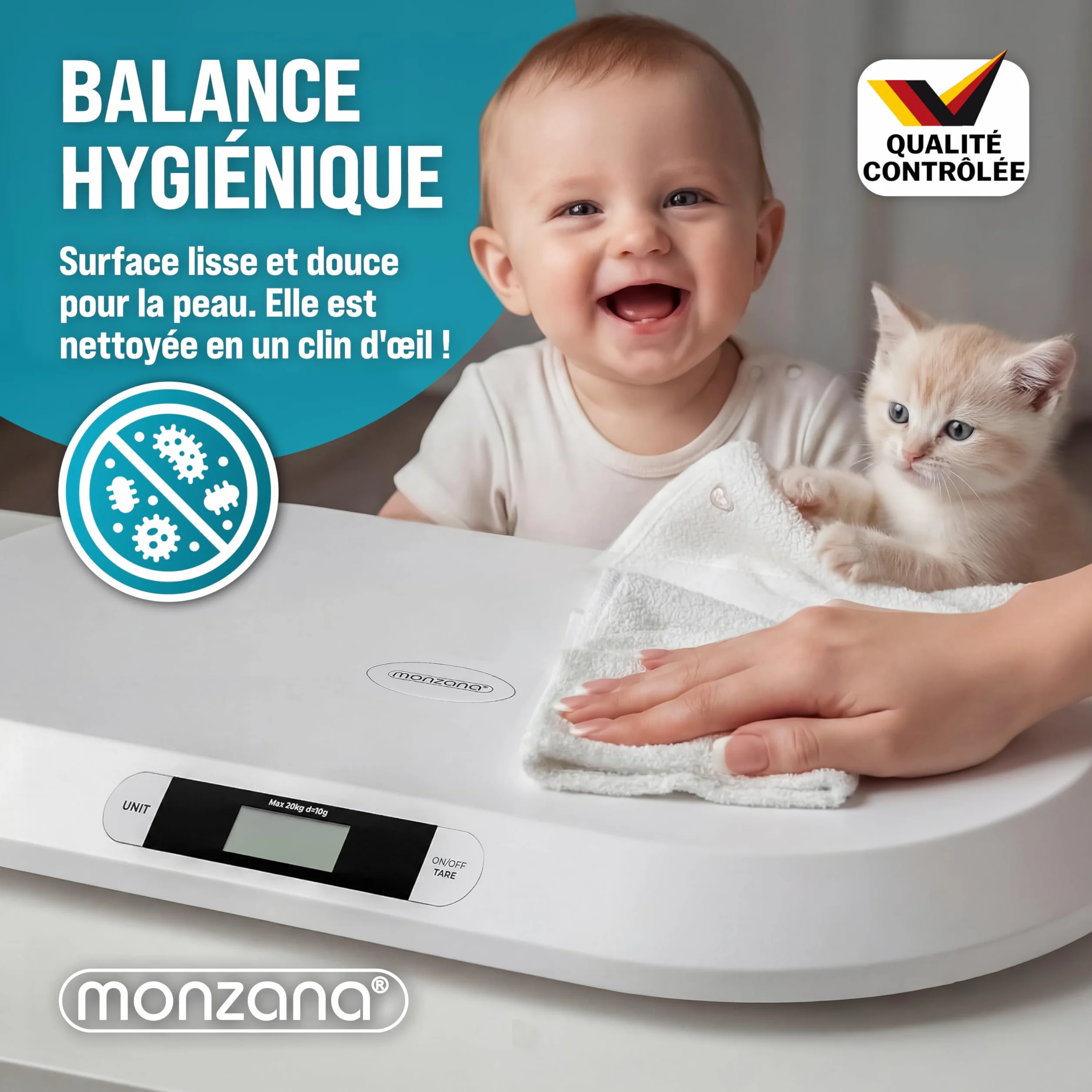 MONZANA Pèse-bébé balance précision 10 gr électrique surface incurvée