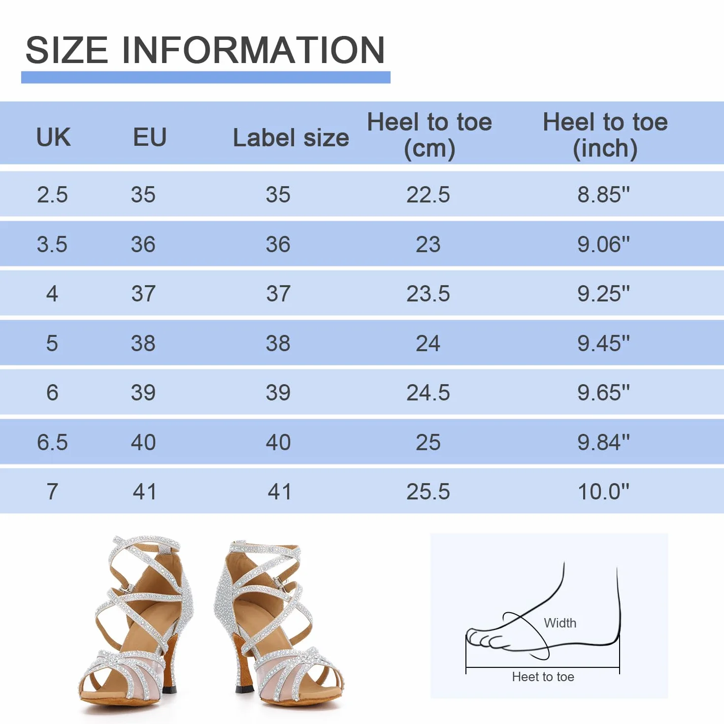 Chaussures de Danse Femmes Latine Strass Salsa Tango Valse Bachata Moderne Salon