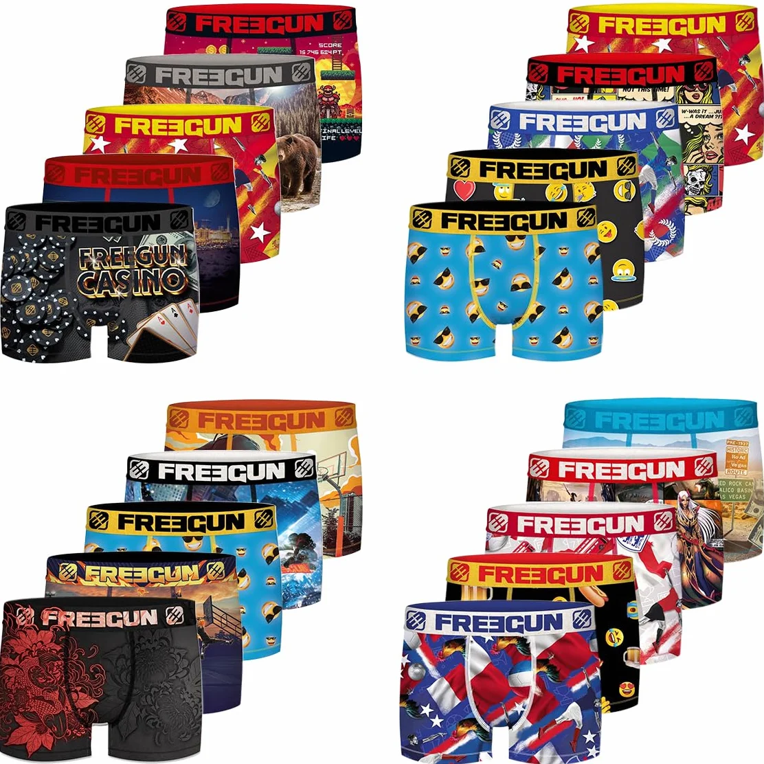 Freegun Pack Surprise Boxer Homme Lot de 5