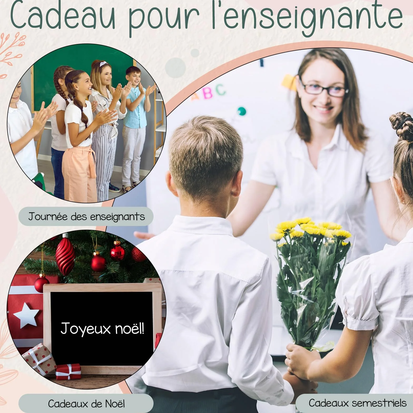 Coffret Cadeau Merci Maitresse avec Porte Clef et Trousse de Maquillage sur Toile Cadeau Enseignants Fin d'Études