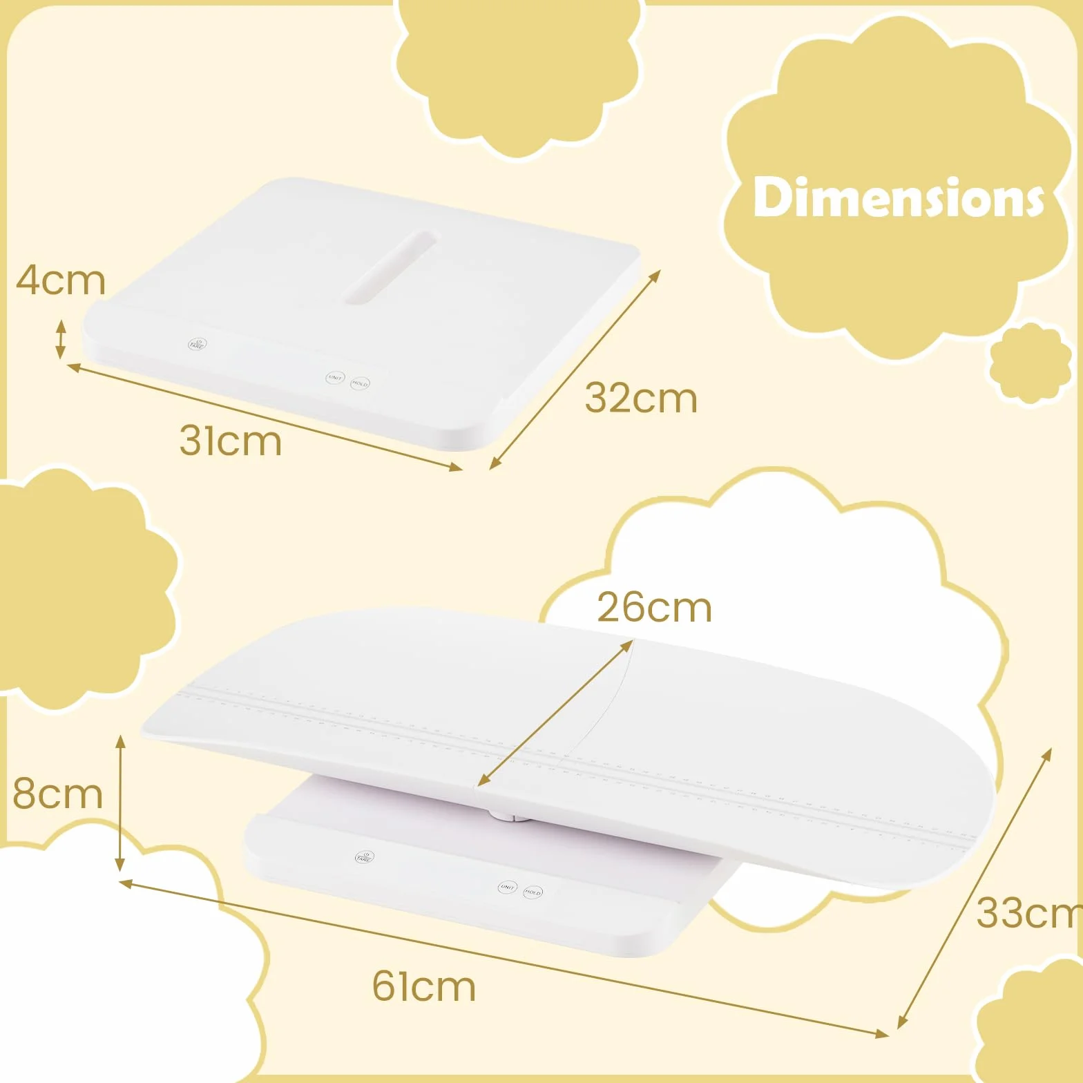 COSTWAY Pèse-bébé Numérique 150 kg Balance Électronique Précise 5 g avec Écran LED