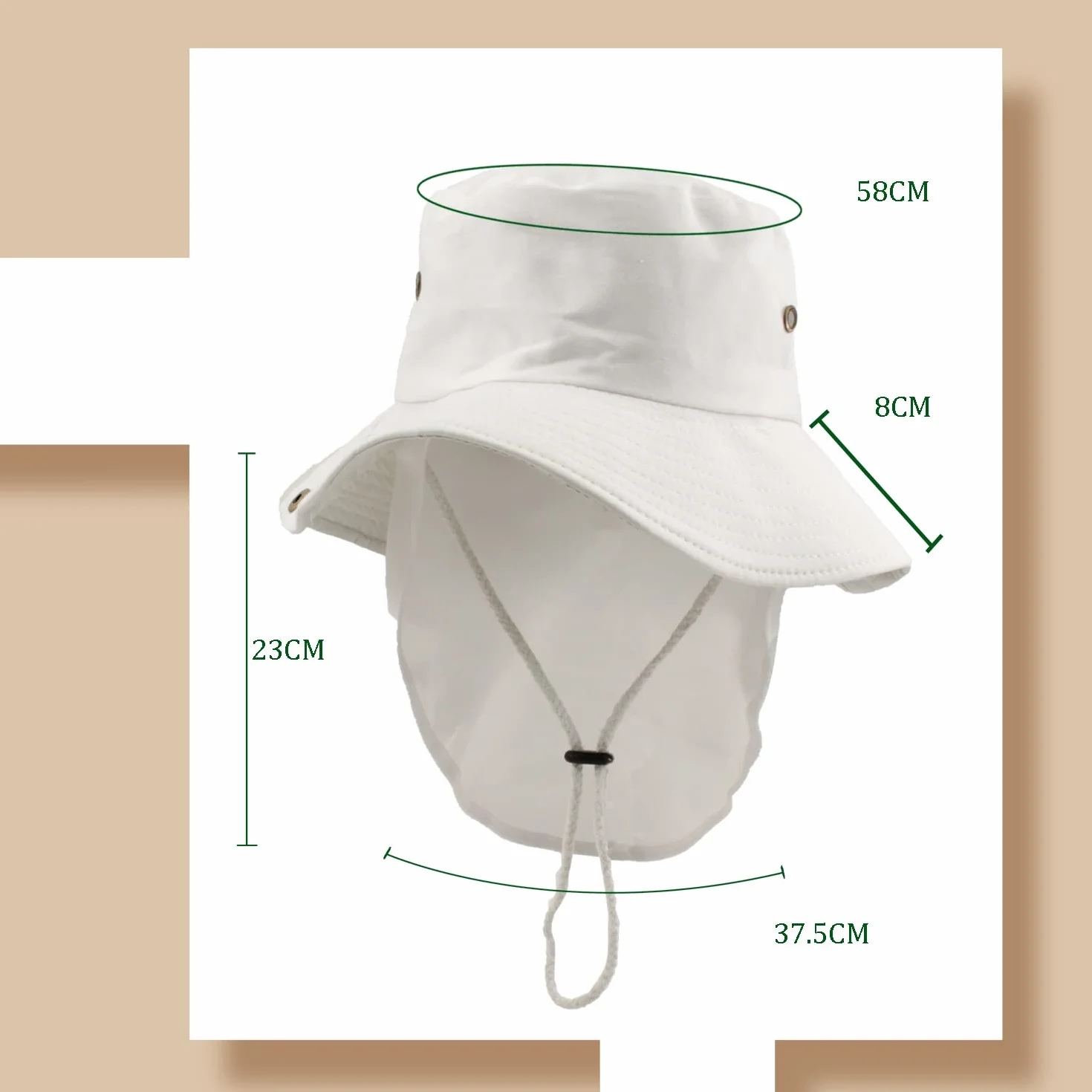 Carnavalife Chapeau de soleil avec protection du cou Casquette de pêcheur respirante Pliable Bonnet avec oreilles Unisexe