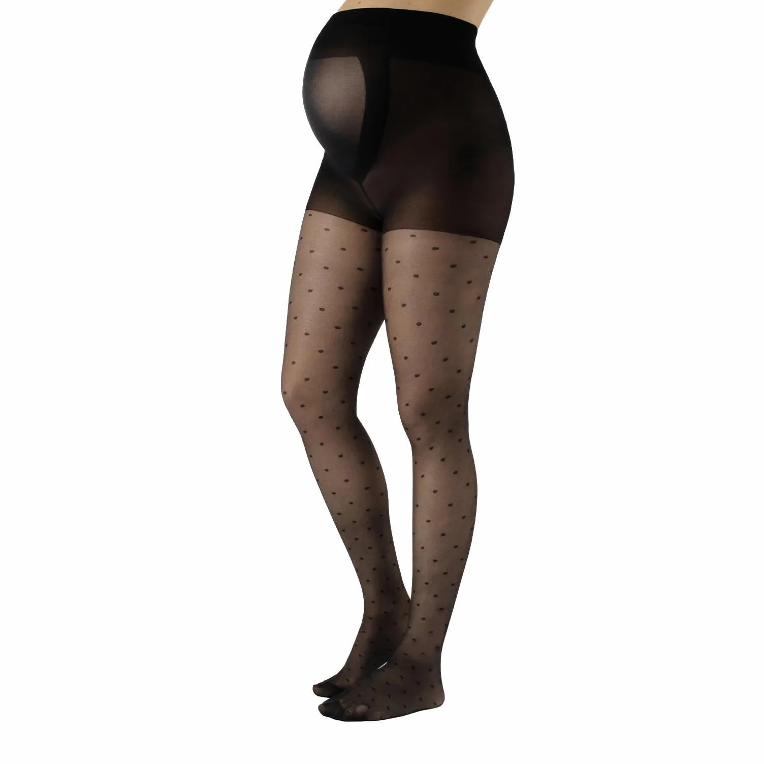CALZITALY Collant de Maternité Voile à Pois 20 DEN Noir