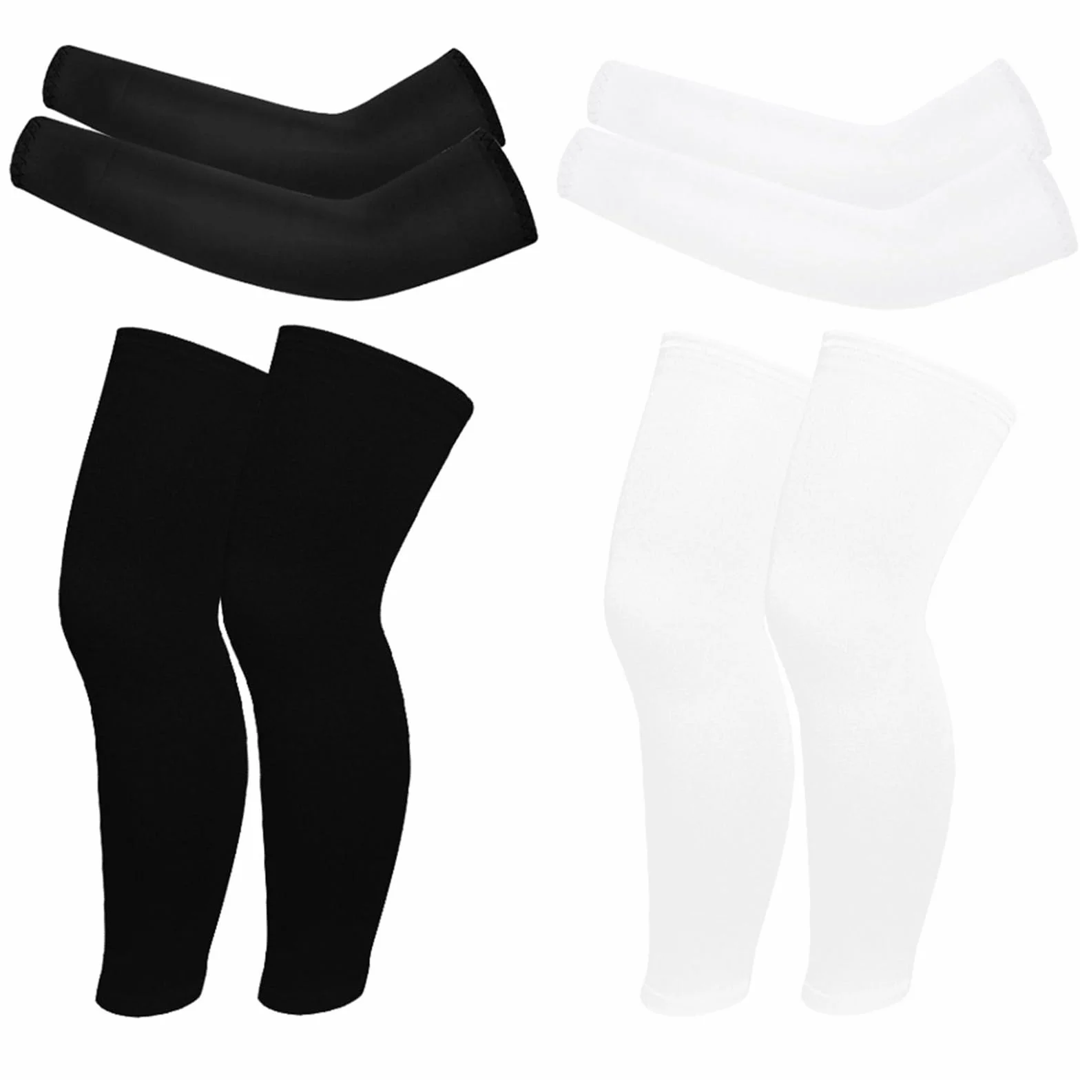 Valcatch 4 Paires Enfants Manchons de Bras et Jambe de Basket-Ball Ensemble antidérapant Longues Compression