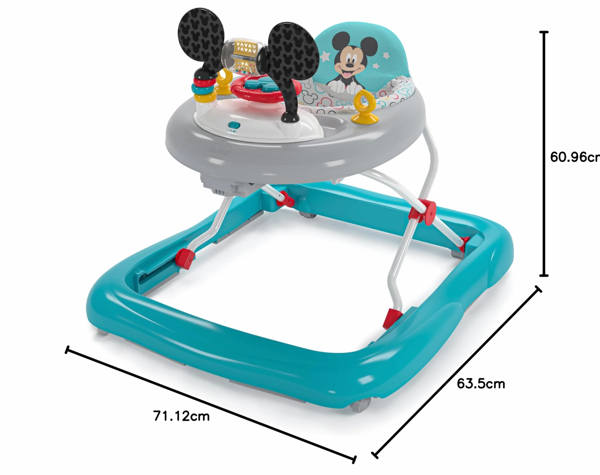 Bright Starts Disney Baby Trotteur Mickey Original Bestie 2 en 1 Centre d'activités avec lumières et musique, hauteur réglable
