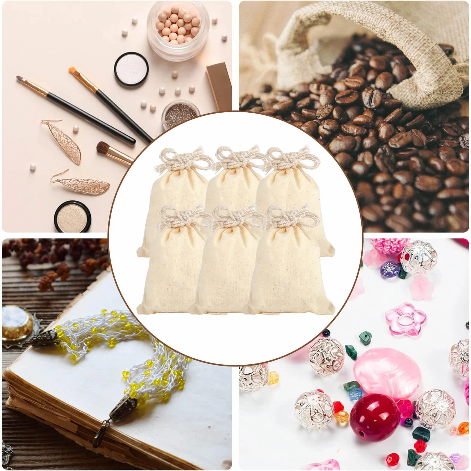 Sacs en Lin 7x9cm, Pochon Tissu Mariage avec Cordon de Serrage, Sac Cadeau Toile 30pcs