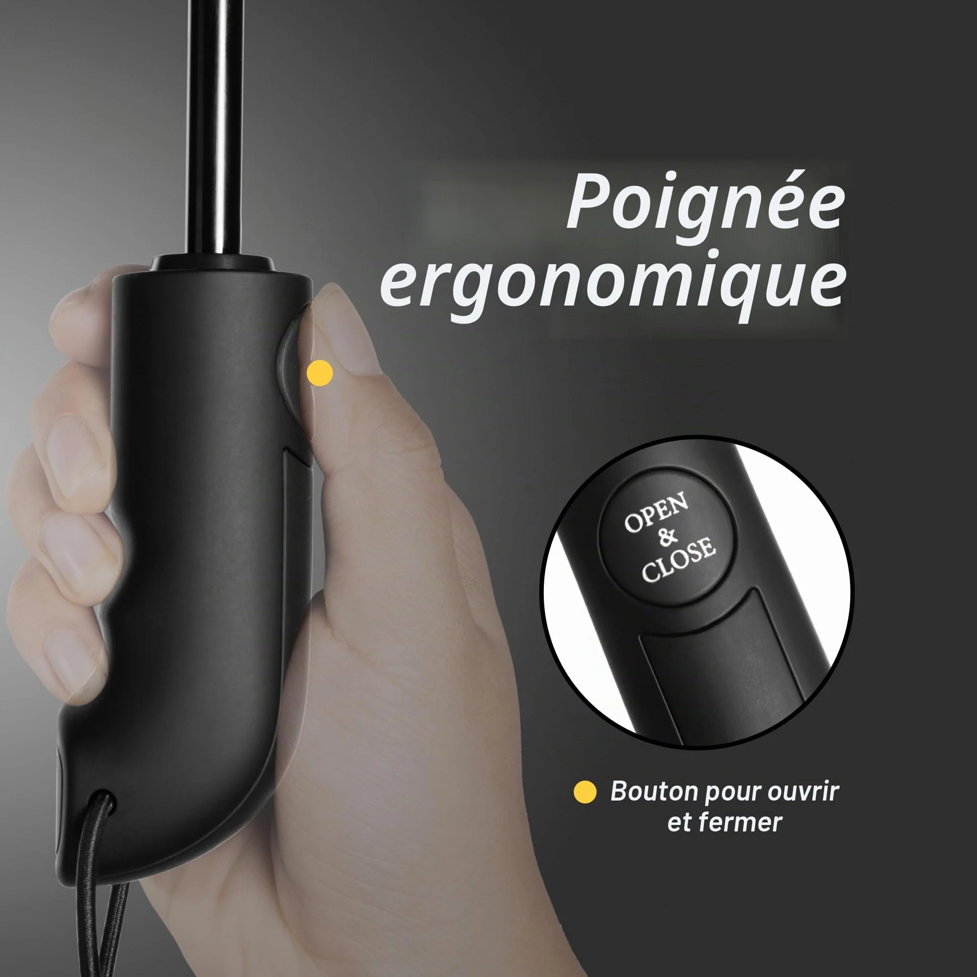 Parapluie Pliant inversé Compact Automatique Coupe-Vent Homme 210T 10 Sections