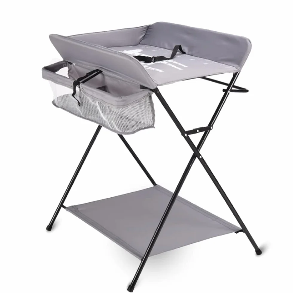Table à langer pliable 80x63x96 cm avec motif girafe, ceinture de sécurité et rangements