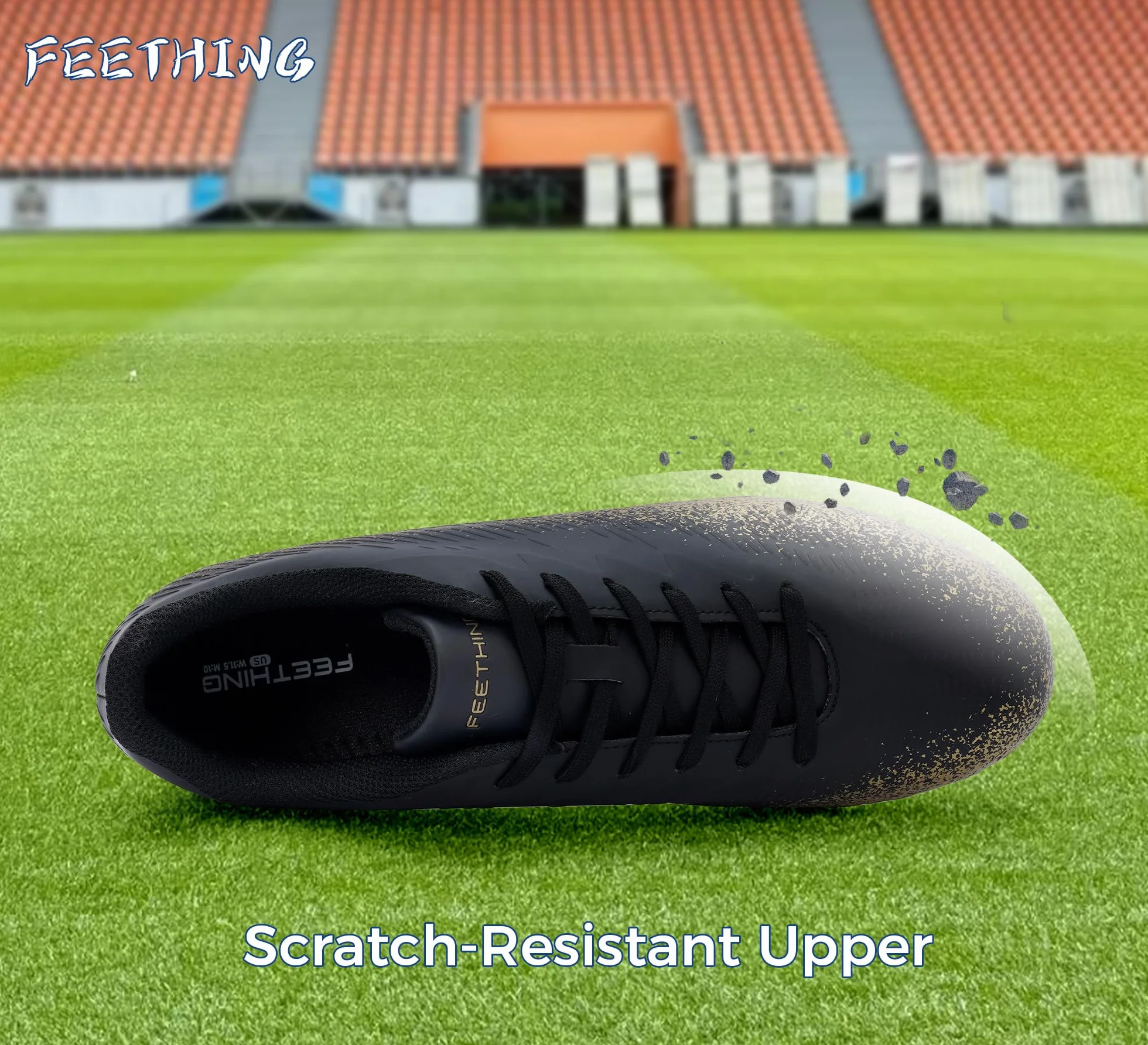 Chaussures de Football Homme Crampons Moulés Terrain Herbe Synthétique Tige Basse Antidérapantes