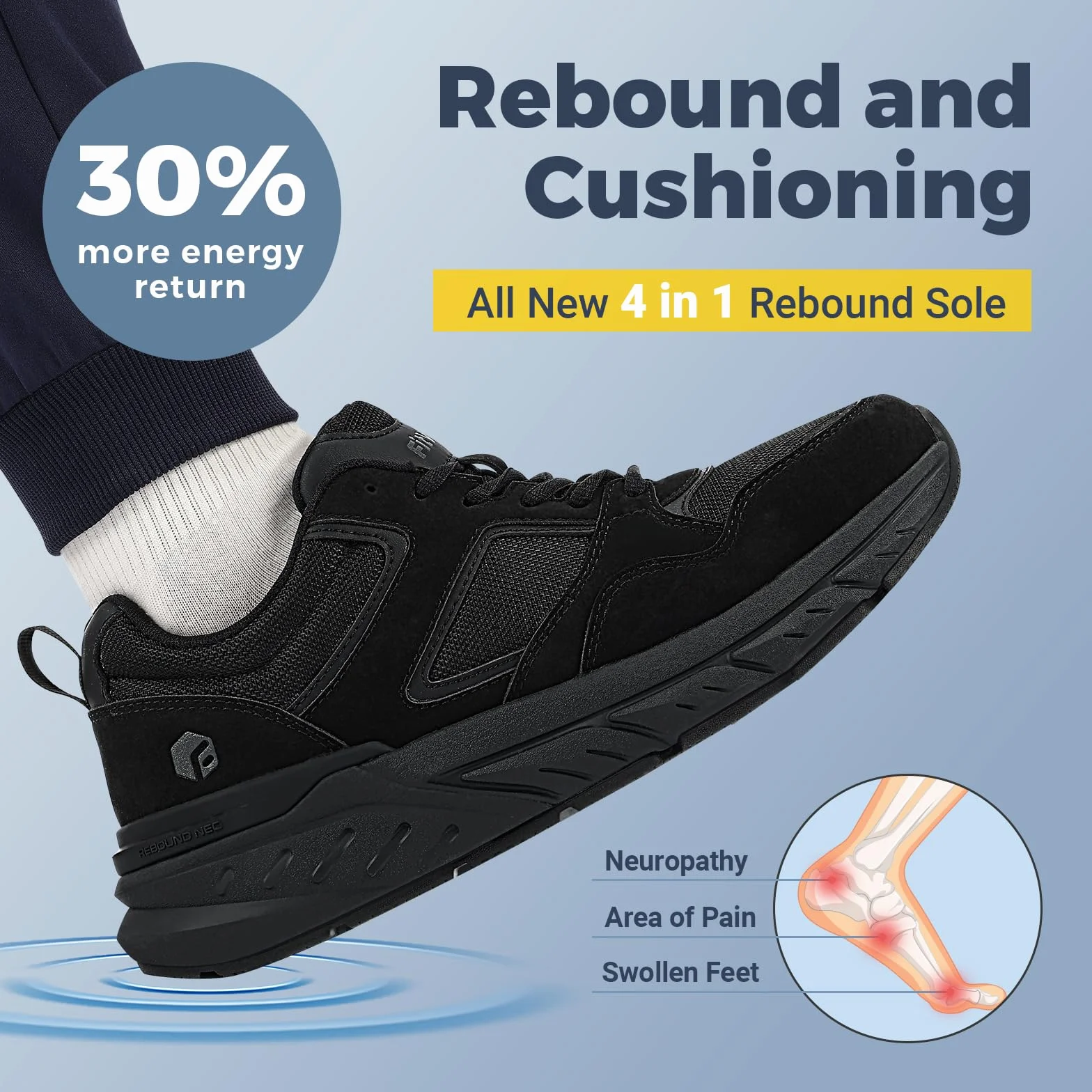 FitVille Chaussures Sport Homme Extra Large Baskets Running Confort Chaussure de March Respirant Course Jogging