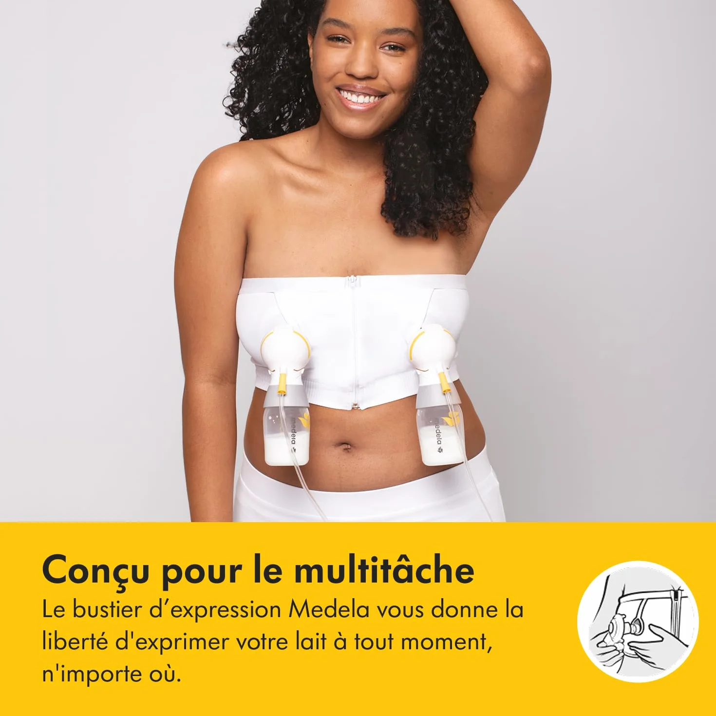 Medela soutien-gorge d'extraction Easy Expression mains libres avec matériau adaptatif stretch
