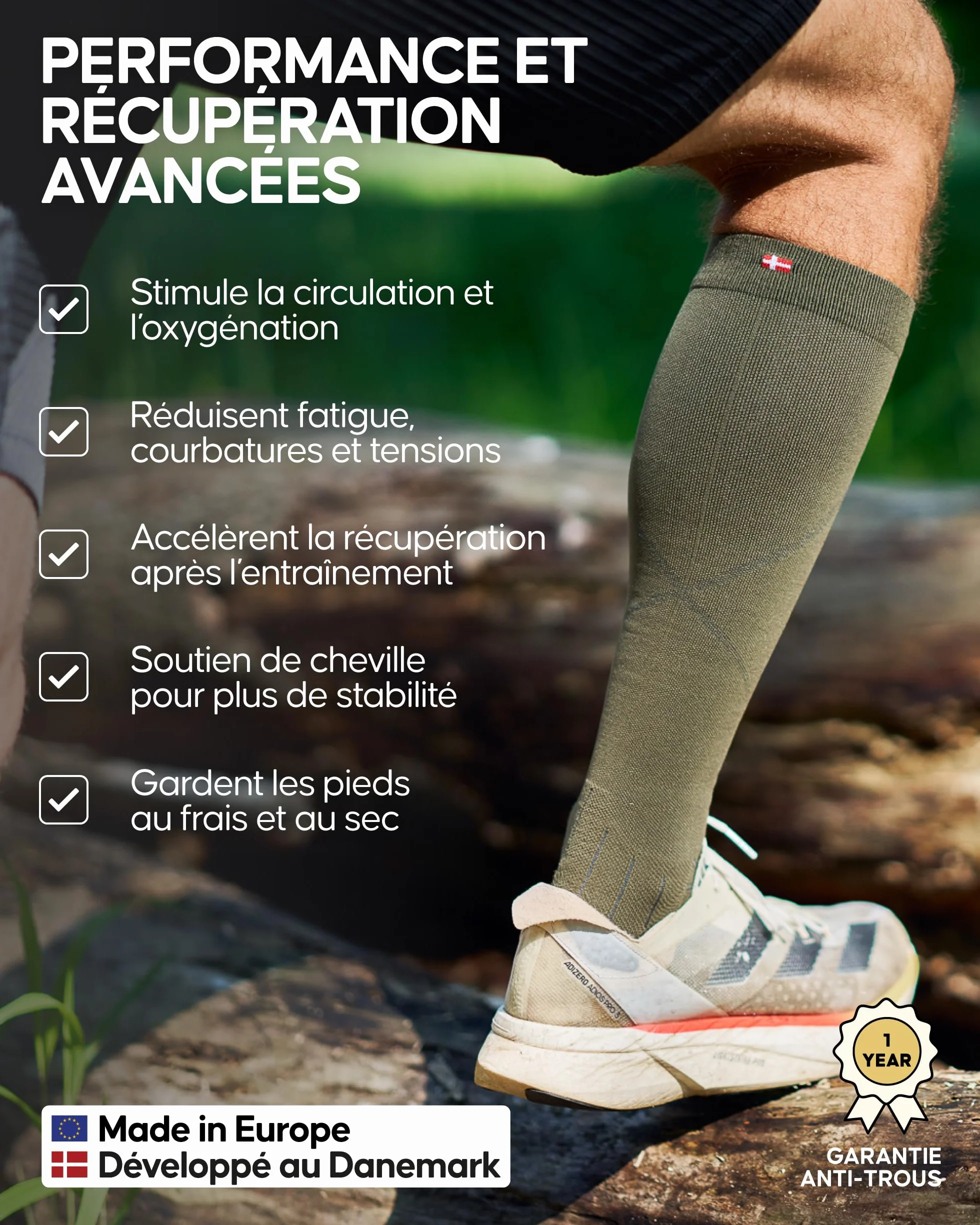 DANISH ENDURANCE Chaussettes Compression 26-32 mmHg Homme & Femme