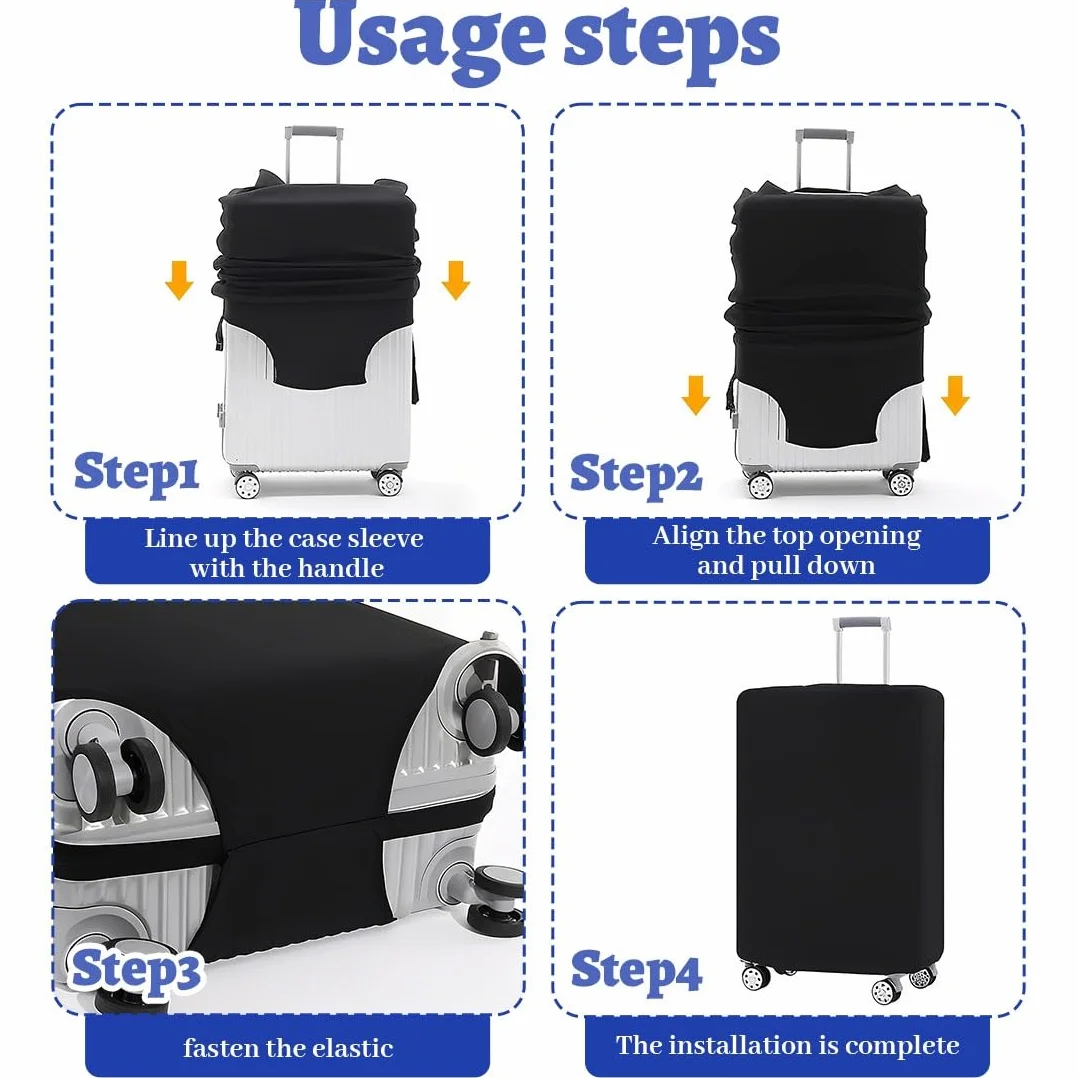 Housse Protection Valise Elastique Silicone pour Bagages Réutilisable Noir XL