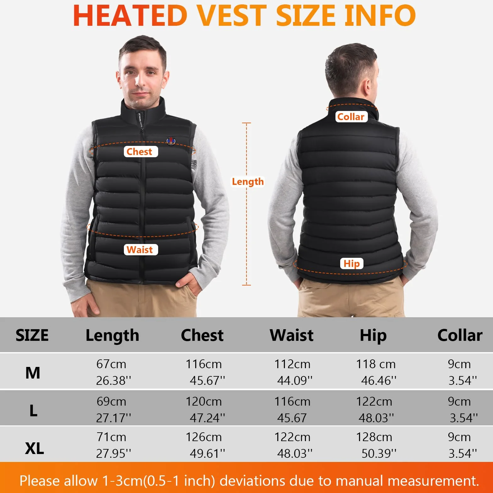 Tonfarb Gilet Chauffant Homme Veste Chauffante Batterie Rechargeable 7.4V 16000mAh USB 6 Zones Chauffage 3 Niveaux Température Moto Plein Air Randonnée