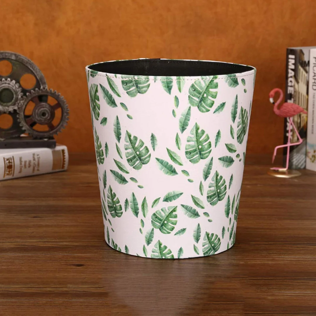 Poubelle en cuir étanche 10 L pour chambre d'enfant vert tropical